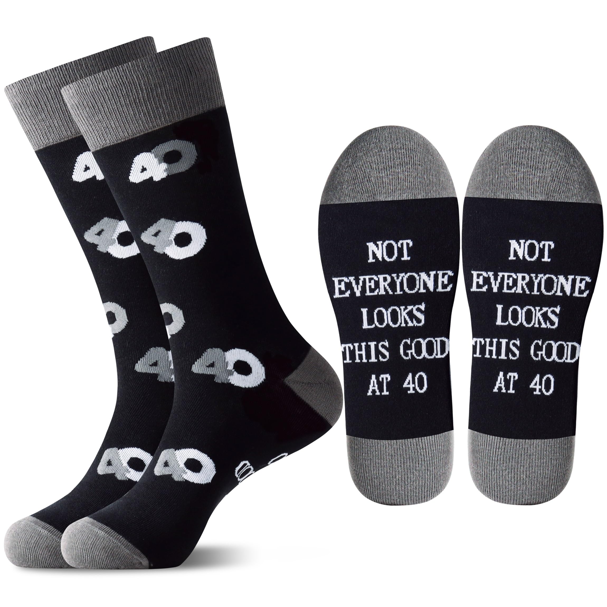 Jeasona 30th 40th 50th 60th 70th Birthday Gifts for Men Black Crew Cotton Socks