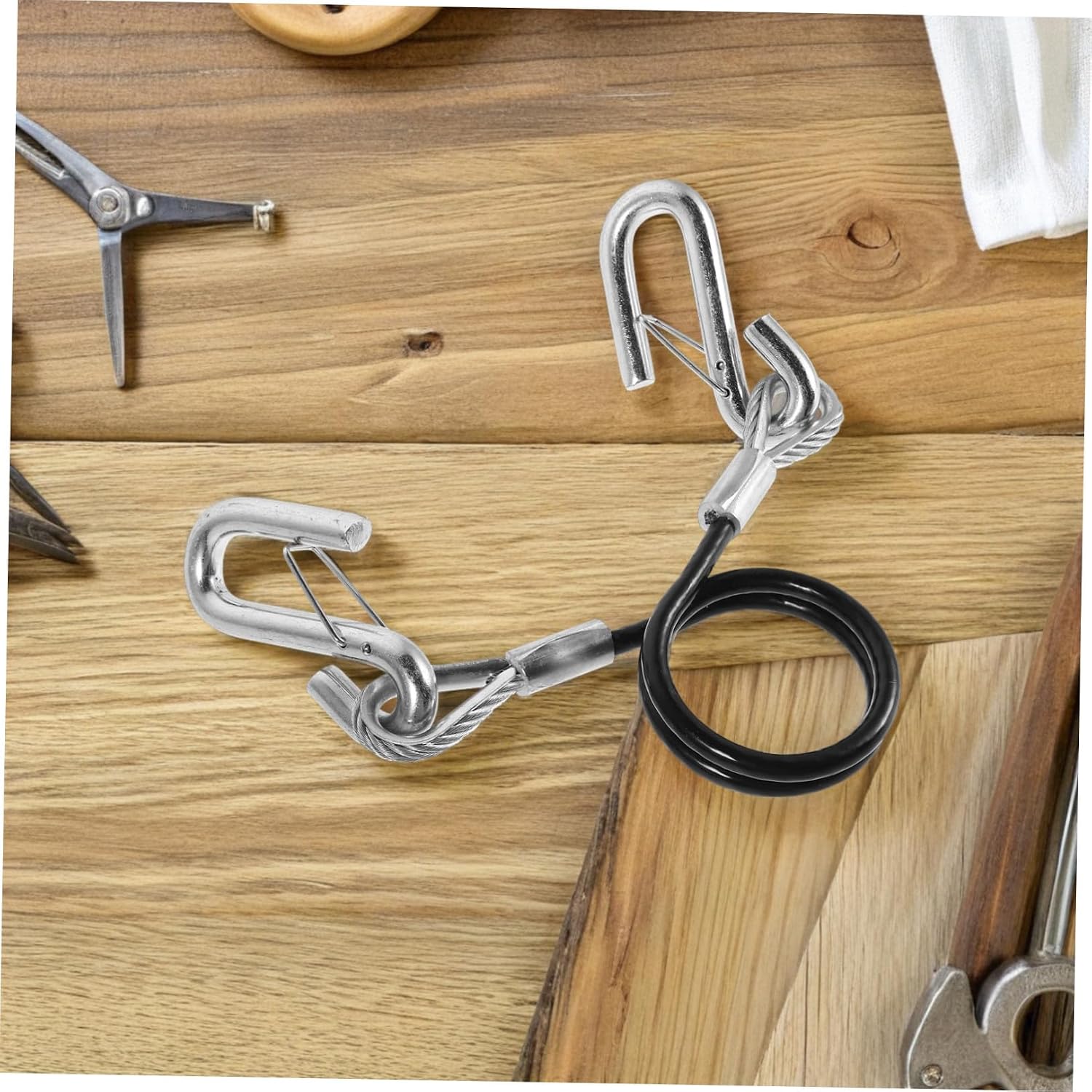 2 Pack Trailer Safety Cable with Snap Hooks 3500 Lbs Black
