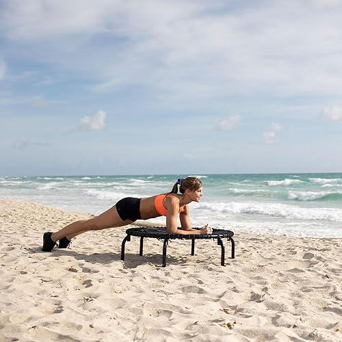 Miniatura 6 de JumpSport 350 PRO - Trampolín de fitness resistente para interiores, 39 pulgadas, 36 cordones elásticos EnduroLast de alta calidad, rebote