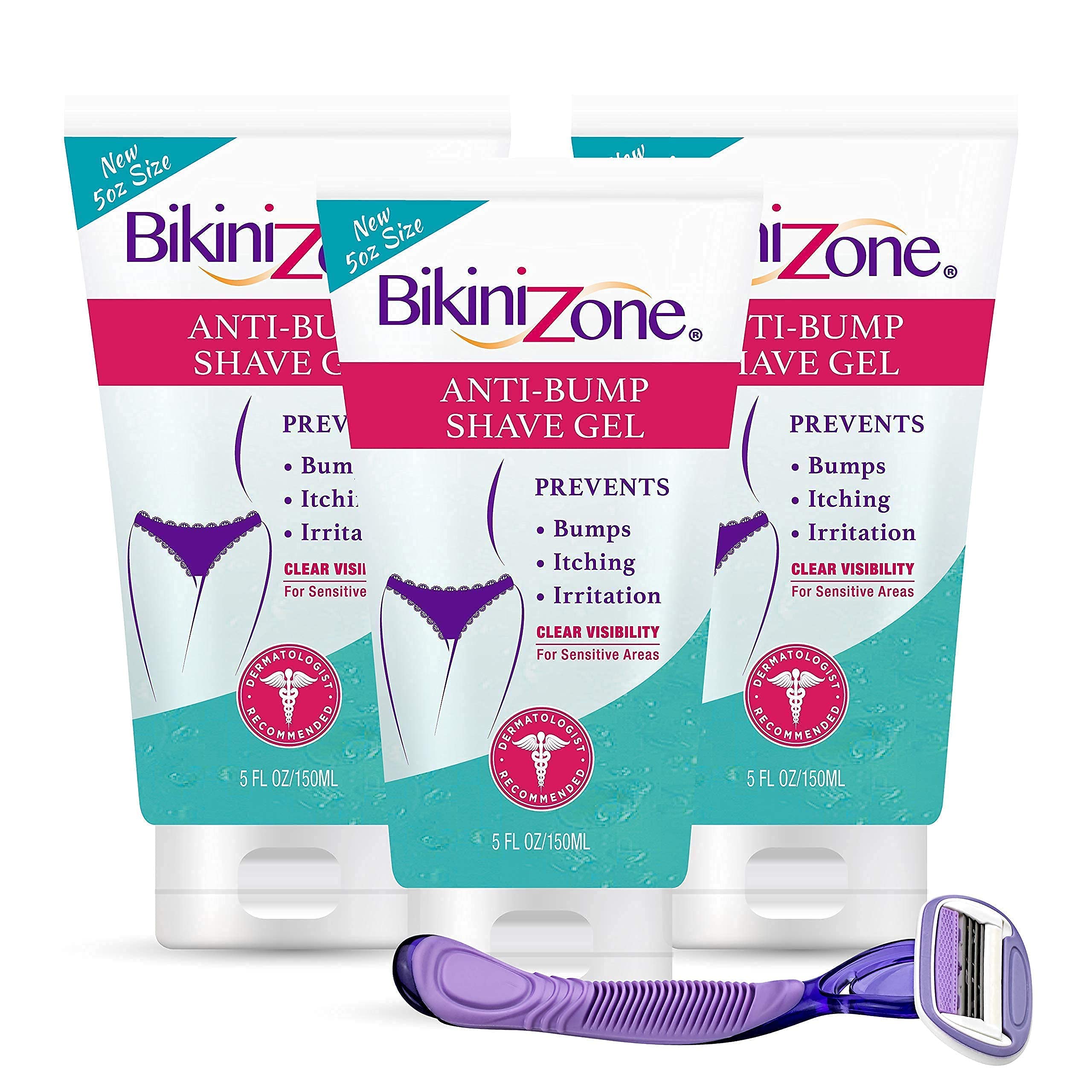 Buy Bikini Zone Shave Kit Three Bikini Zone AntiBumps Shave Gel (5 oz) & a 4Blade Swedish