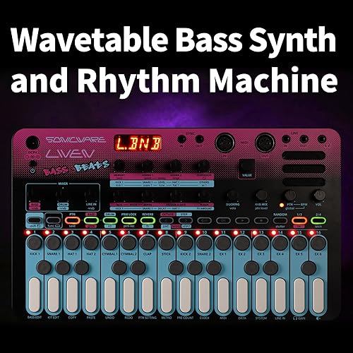 Miniatura 3 de Sonicware Liven BASS&BEATS Sintetizador de Bajos de Tabla de Ondas y Máquina de Ritmos Groove Box