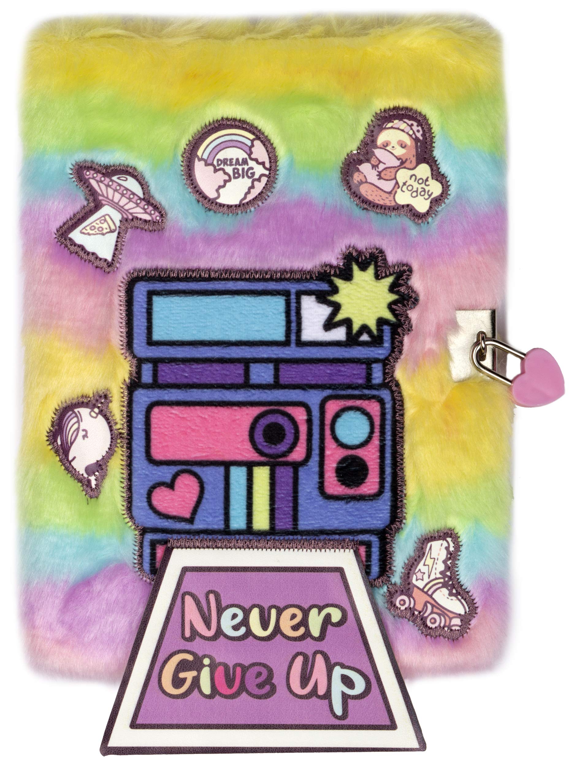 Fringoo - Cute Plush Secret Diary For Girls | Reversible Sequins Design Diary Journal With Padlock & Bookmark Weekly Planner | Lockable A5 Notebook Diary With 96 Pages - Never Give Up โ image 1