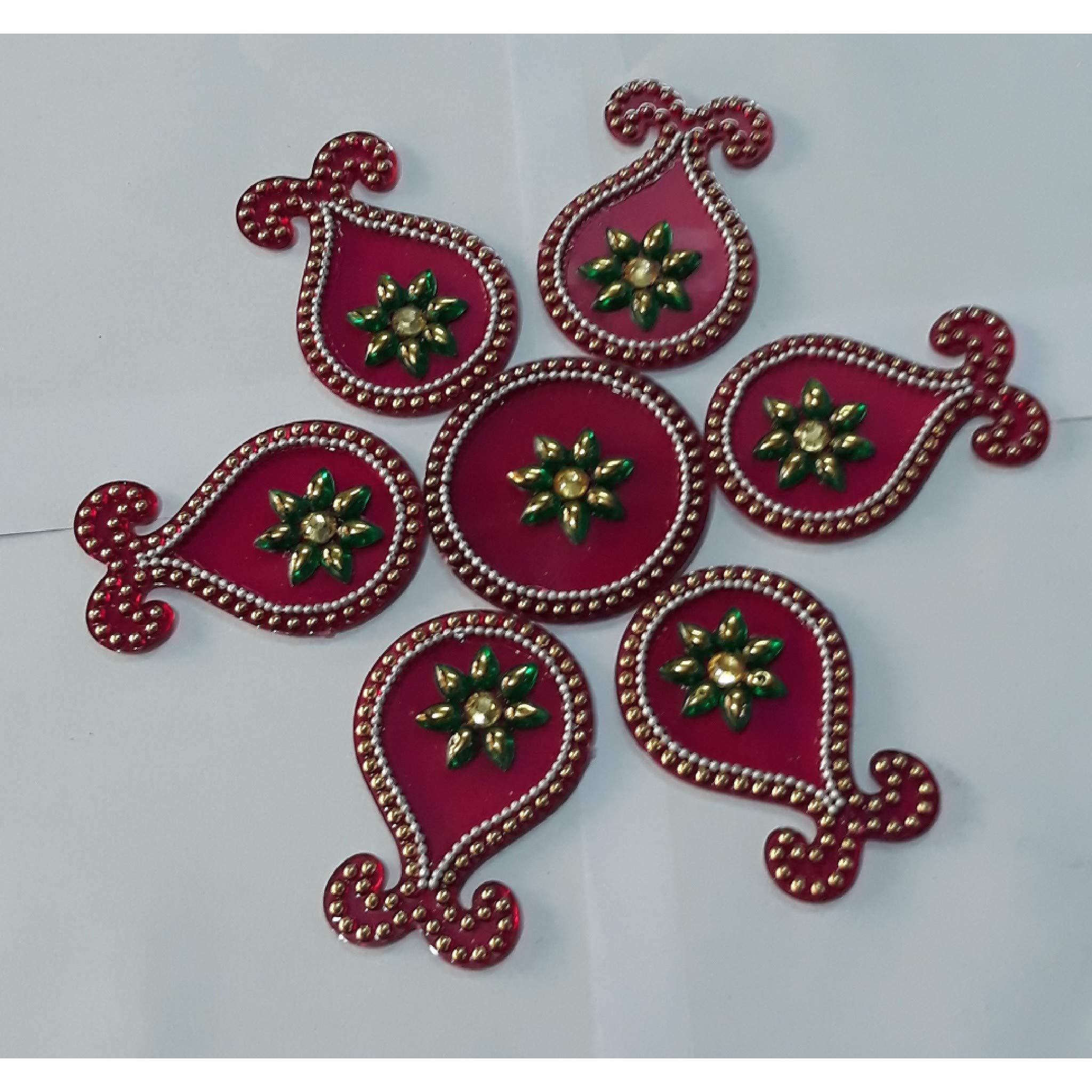 BDS CREATIONS 005 RedHandcrafted Decorative Diwali Rangoli Set - Multicolor Jewel Stone/Kundan Decoration - 7 Piece Set (B07TQJ3L8R) Amazon Price History, Amazon Price Tracker