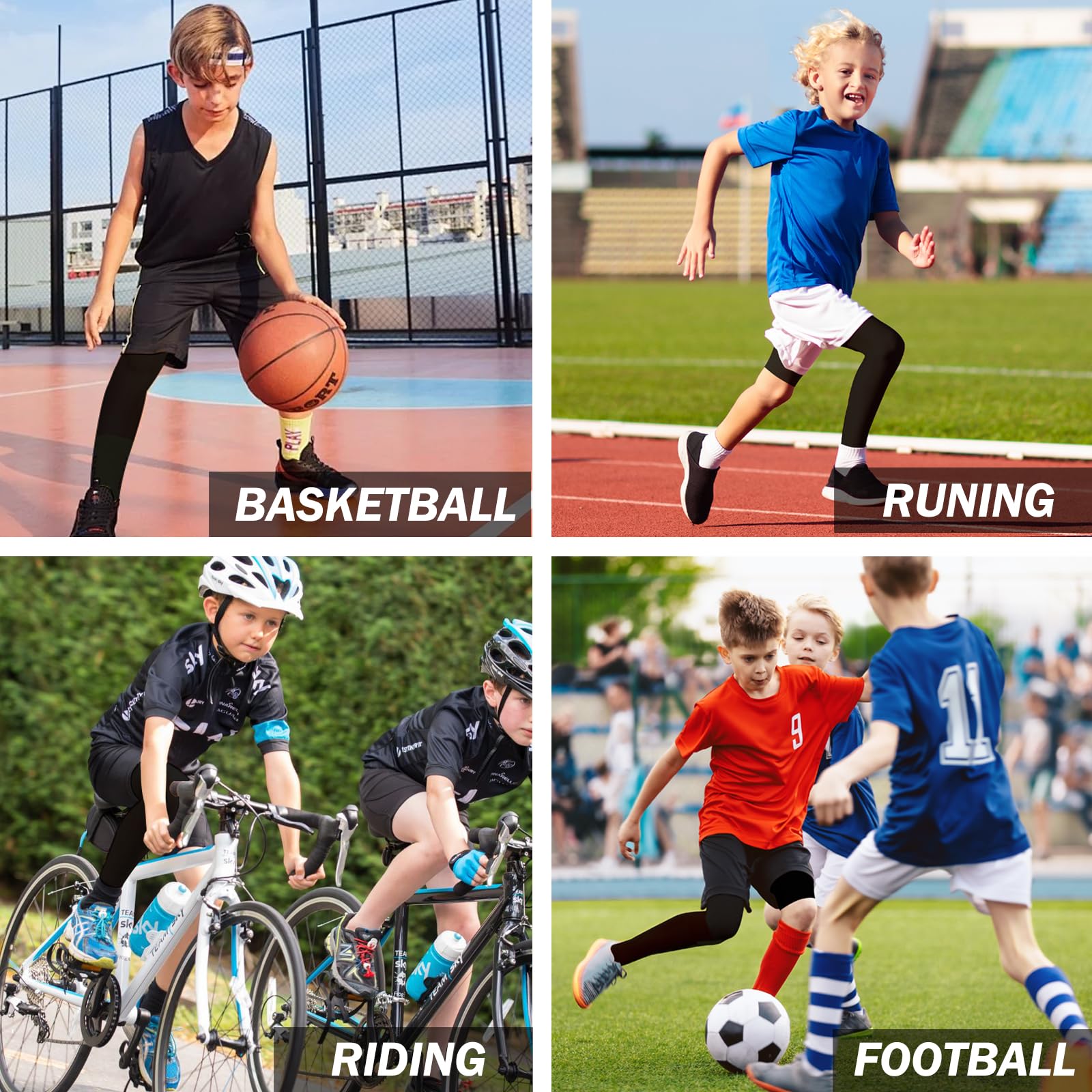 Ragazzi Una Gamba Pantaloni Leggings per Bambini Strato Base Sportivo a Una Gamba Calzamaglia da Basket t Atletica da Corsa Pantaloni con Biancheria Intima ad Asciugatura Rapida
