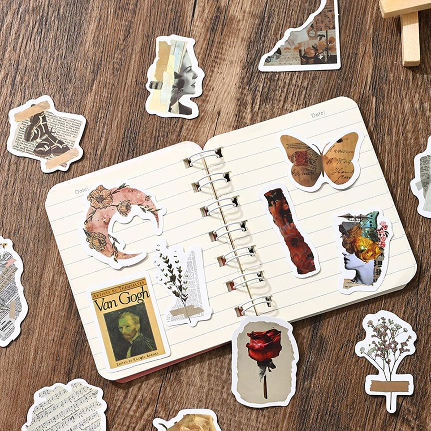 200 szt. naklejek w stylu vintage, niepowtarzające się estetyczne naklejki do scrapbookingu, wodoodporne naklejki do planowania winorośli, pamiętnika, naklejki do majsterkowania, laptopa