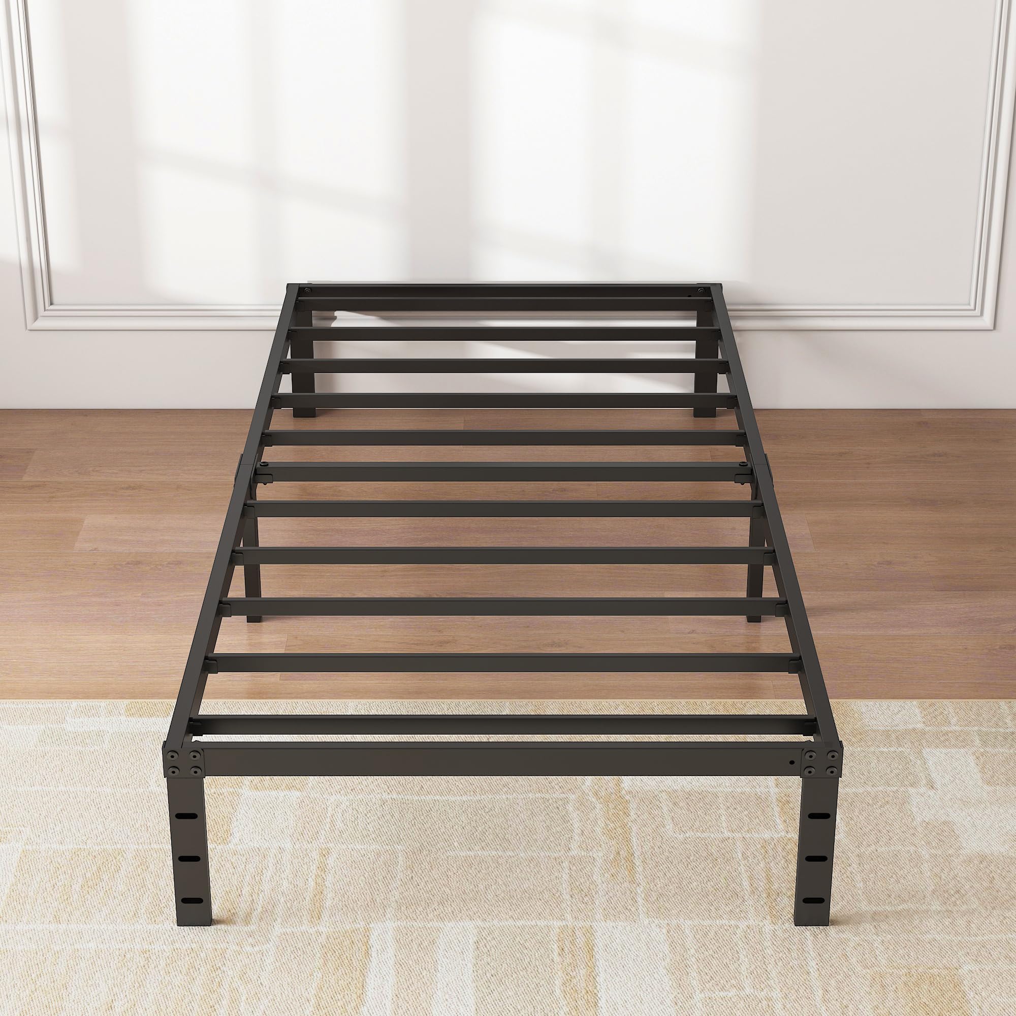 ALDRICH 12 Inch Metal Twin Bed Frame - Single Black Basic Steel Slats Platform, Easy Assembly Heavy Duty Noise Free Bedframes, No Box Spring Needed