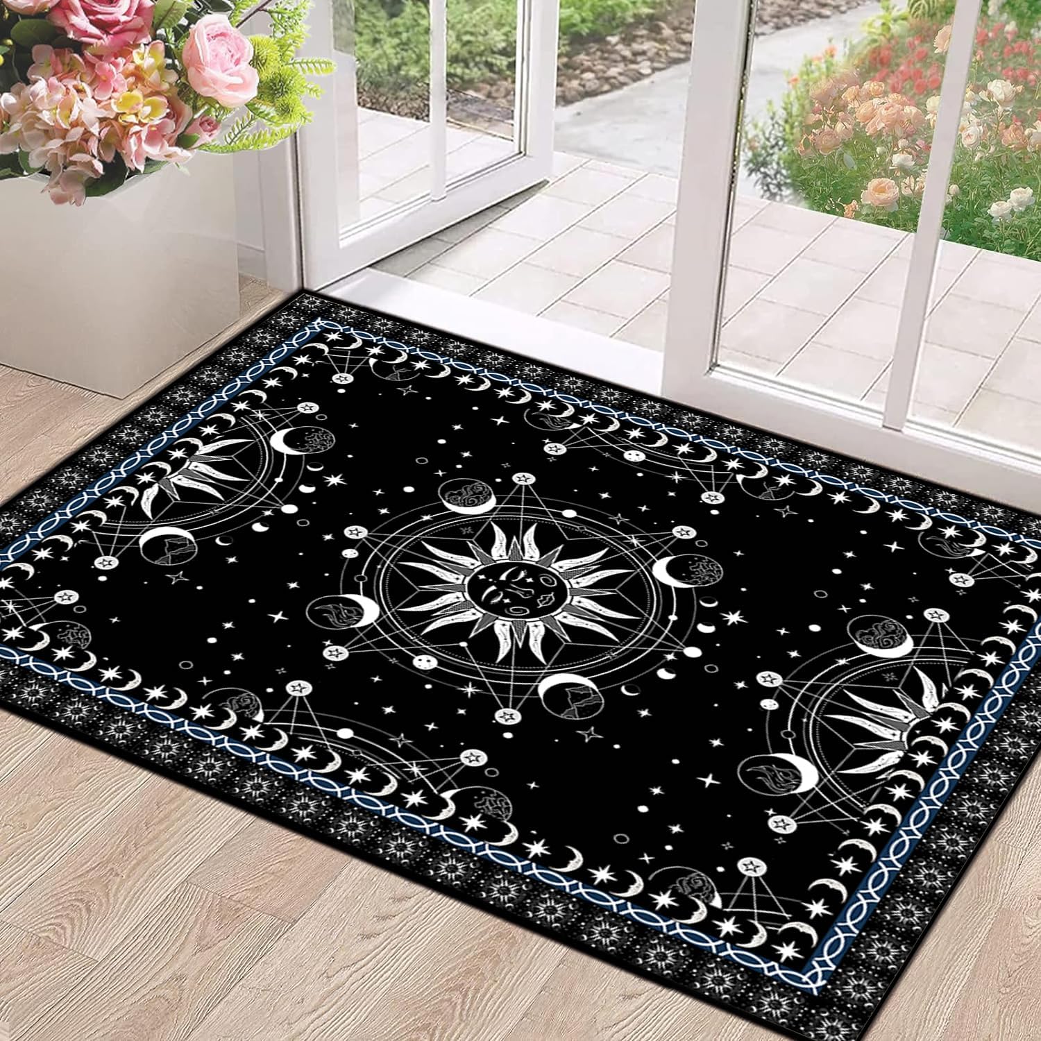 Sun and Moon Rug Boho Celestial Area Rugs for Bedroom Dorm Living Room