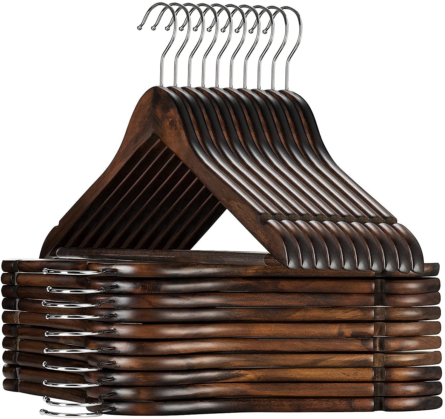 VERAT Premium Wooden Hangers 10 Pack – Durable & Slim Coat Hanger – Suit Hangers with 360-Degree Rotatable Hook – Wood Hangers with Shoulder Grooves (Dark Brown) offers donot miss VERAT Premium Wooden Hangers 10 Pack – Durable & Slim Coat Hanger – Suit Hangers with 360-Degree Rotatable Hook – Wood Hangers with Shoulder Grooves (Dark Brown) offers donot miss