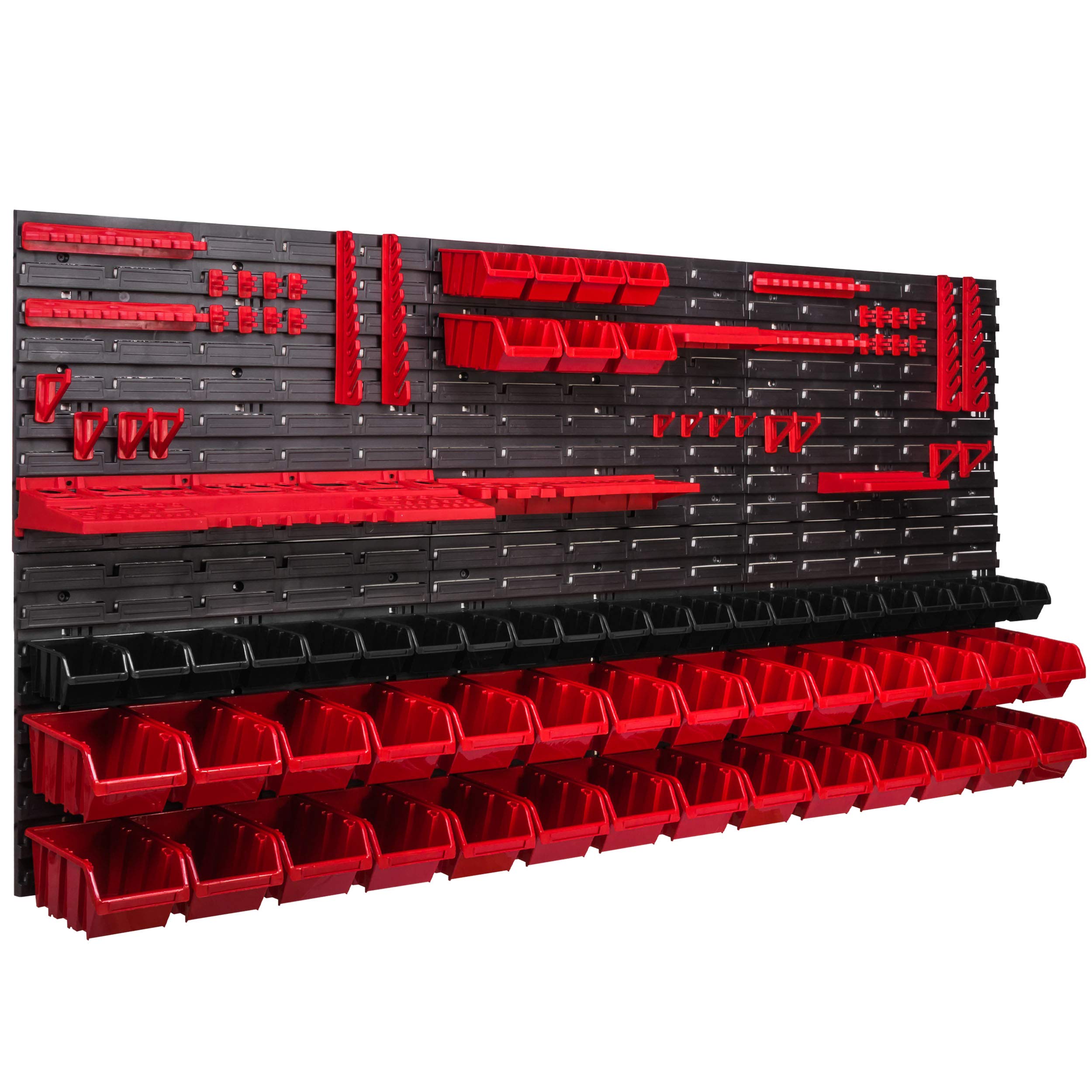 Staffa da parete 1728 x 780 mm, supporti per attrezzi, 57 pezzi Scaffale impilabile per riporre oggetti, ripiani a parete extra forti, scaffale espandibile, per officina, magazzino, officina