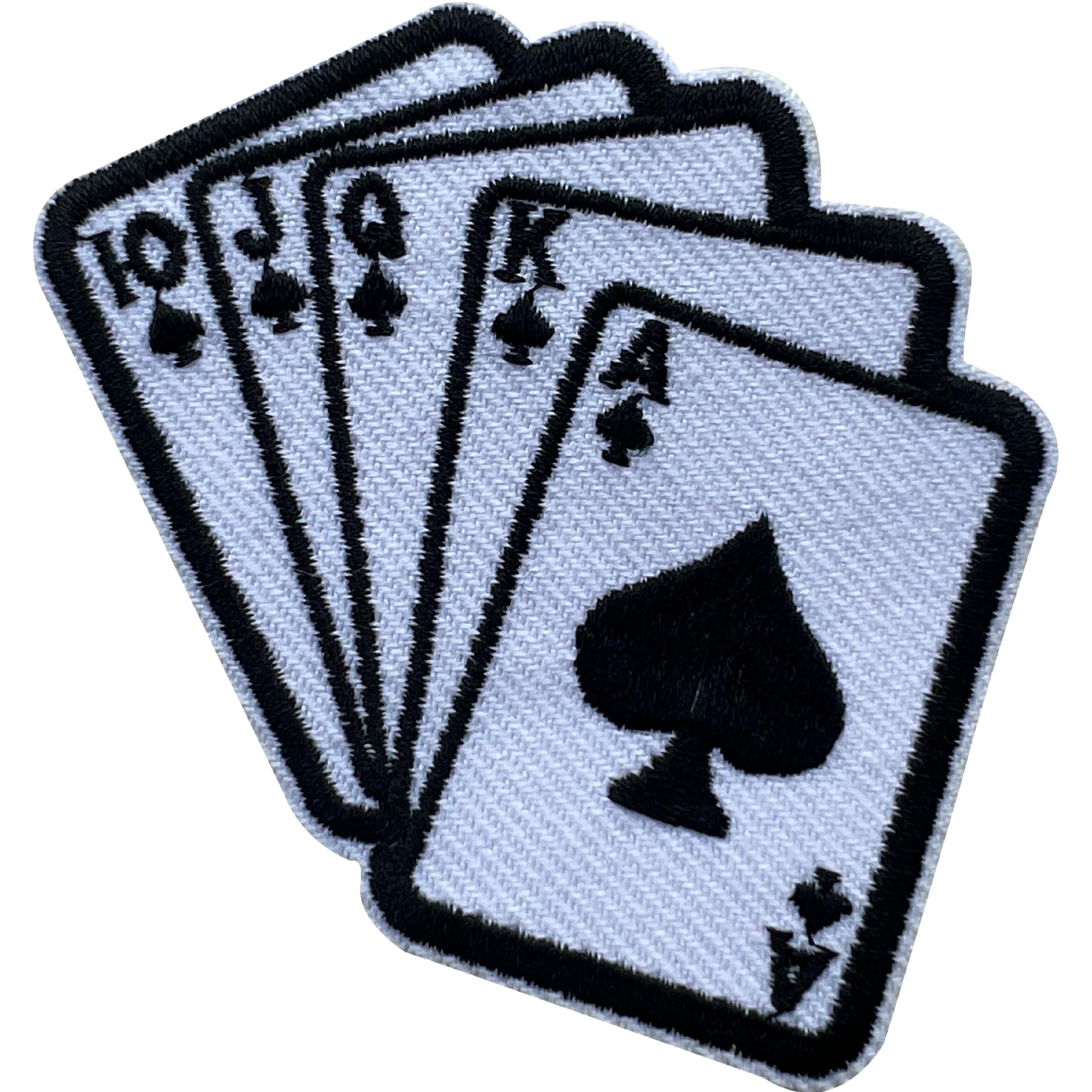 LEMILLE Royal Flush Patch, Size 3" Sew On Patches, Funny Playing Card Embroidery Fabric Patches for Clothes Jeans Backpacks Hat, Applique Embroidery