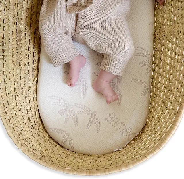 Matelas de Couffin en Bambou Naturel Clair de Lune - 74 x 28 cm