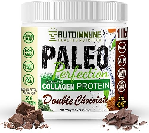 Autoimmune Health & Nutrition Paleo Perfection - Polvo de proteína de chocolate doble (sin stevia, compatible con la fase de eliminación AIP), 1