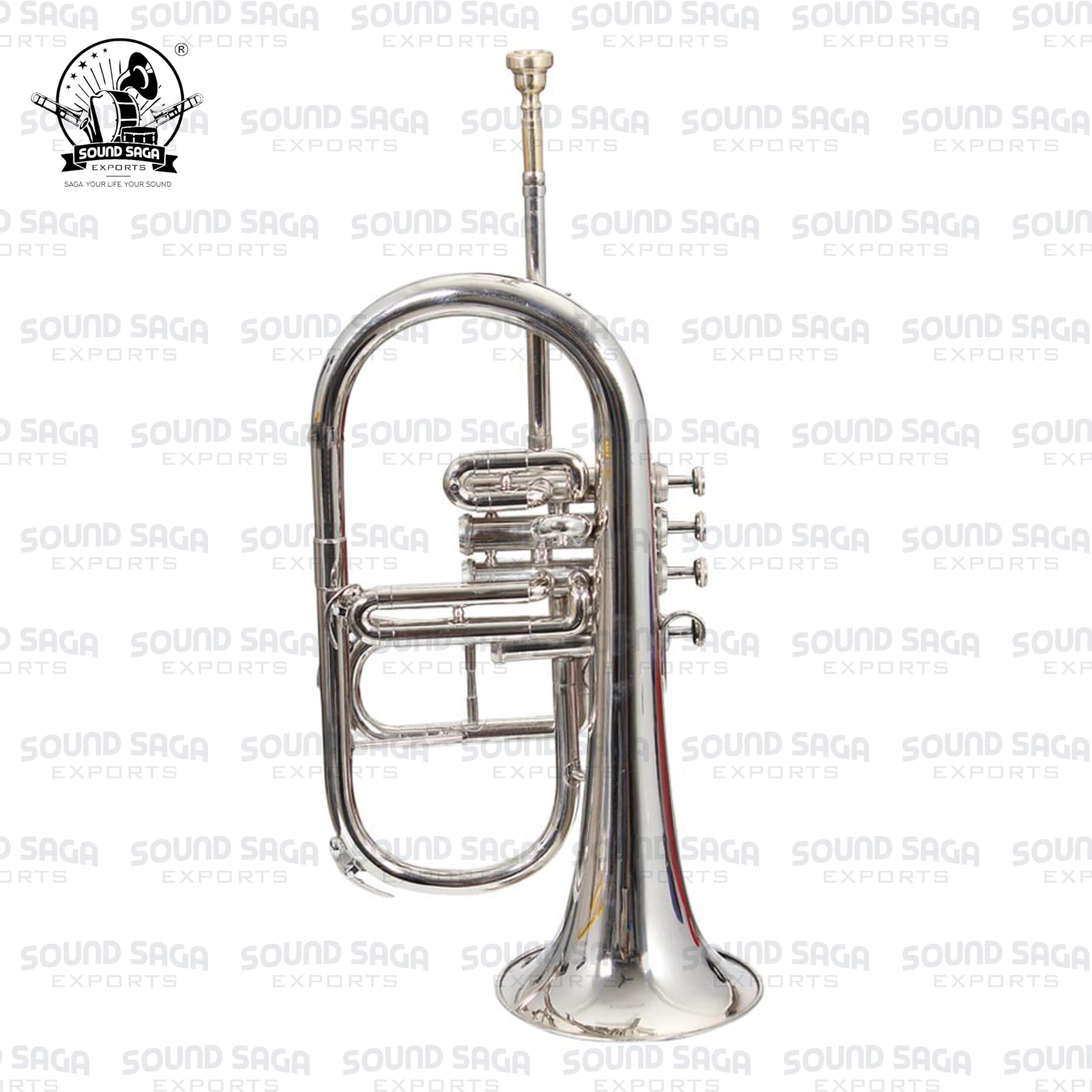 SoundSaga Sound Saga® - Tromba a 4 valvole in Sib, in ottone di alta qualità, con custodia rigida e bocchino (nichel)