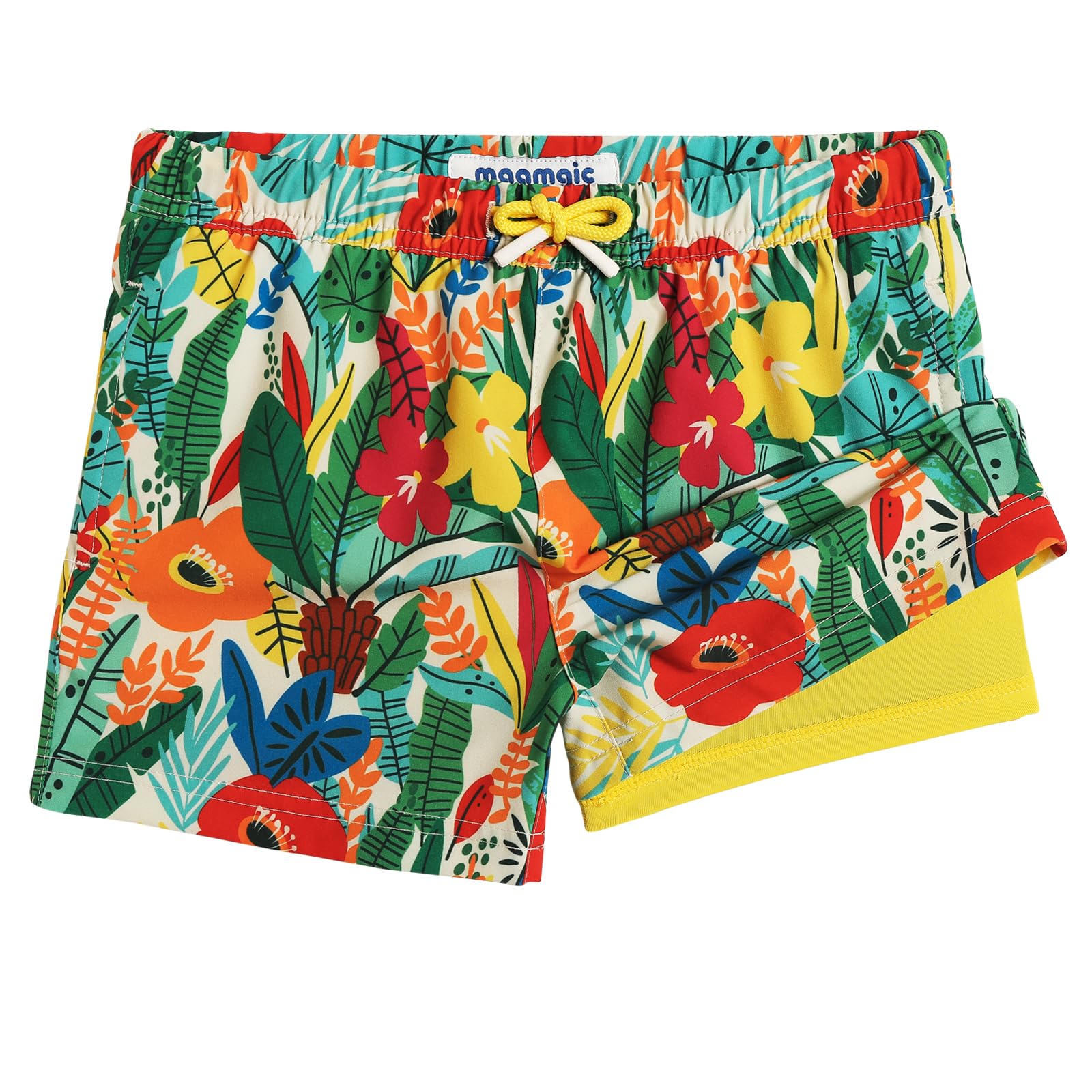 maamgic Boys Swim Trunks with Compression Liner Toddler Stretch Swim Shorts