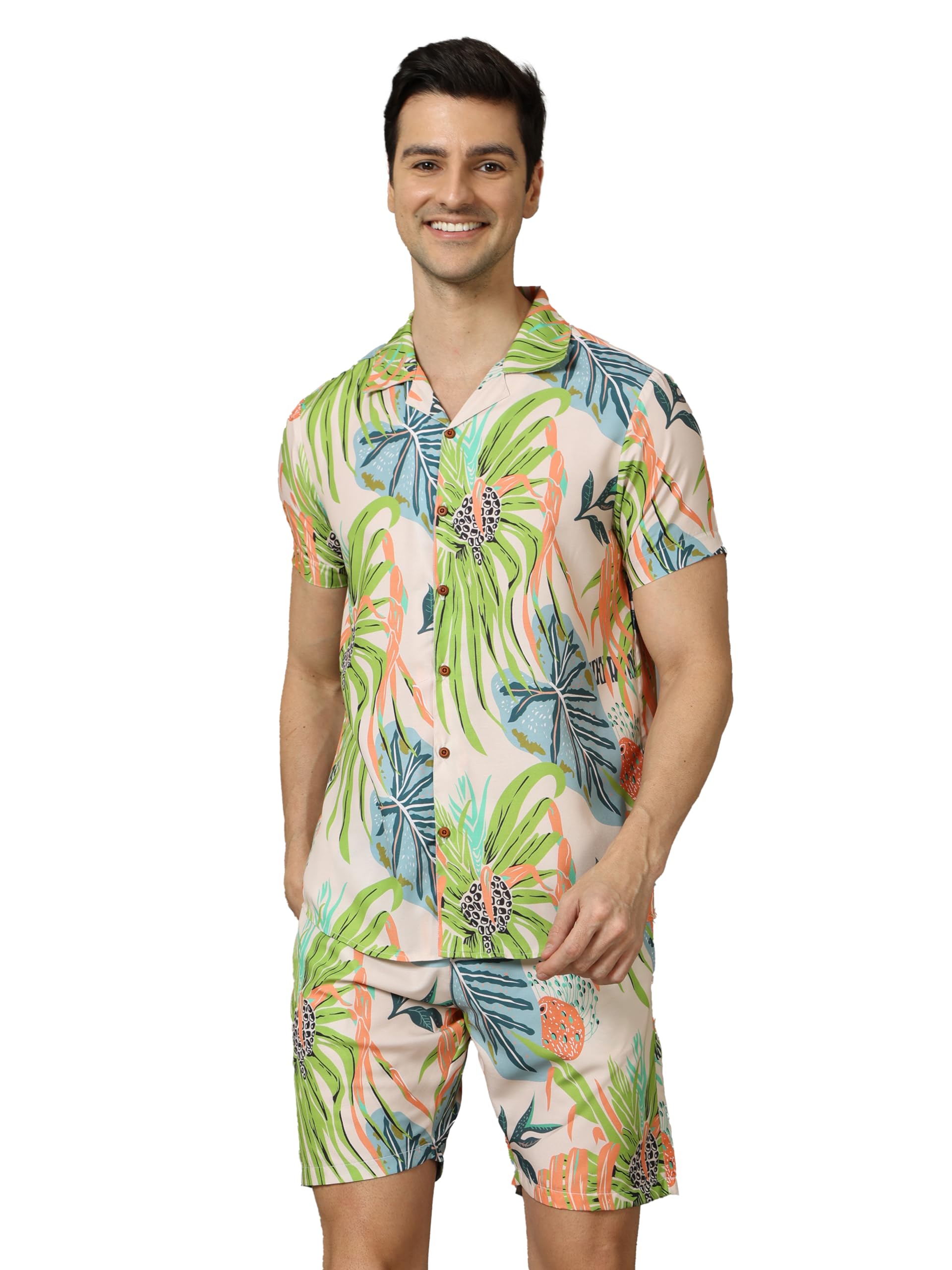 bushirt Mens Printed Regular Peach Color Night Suit Set-MNS0185-picture-25
