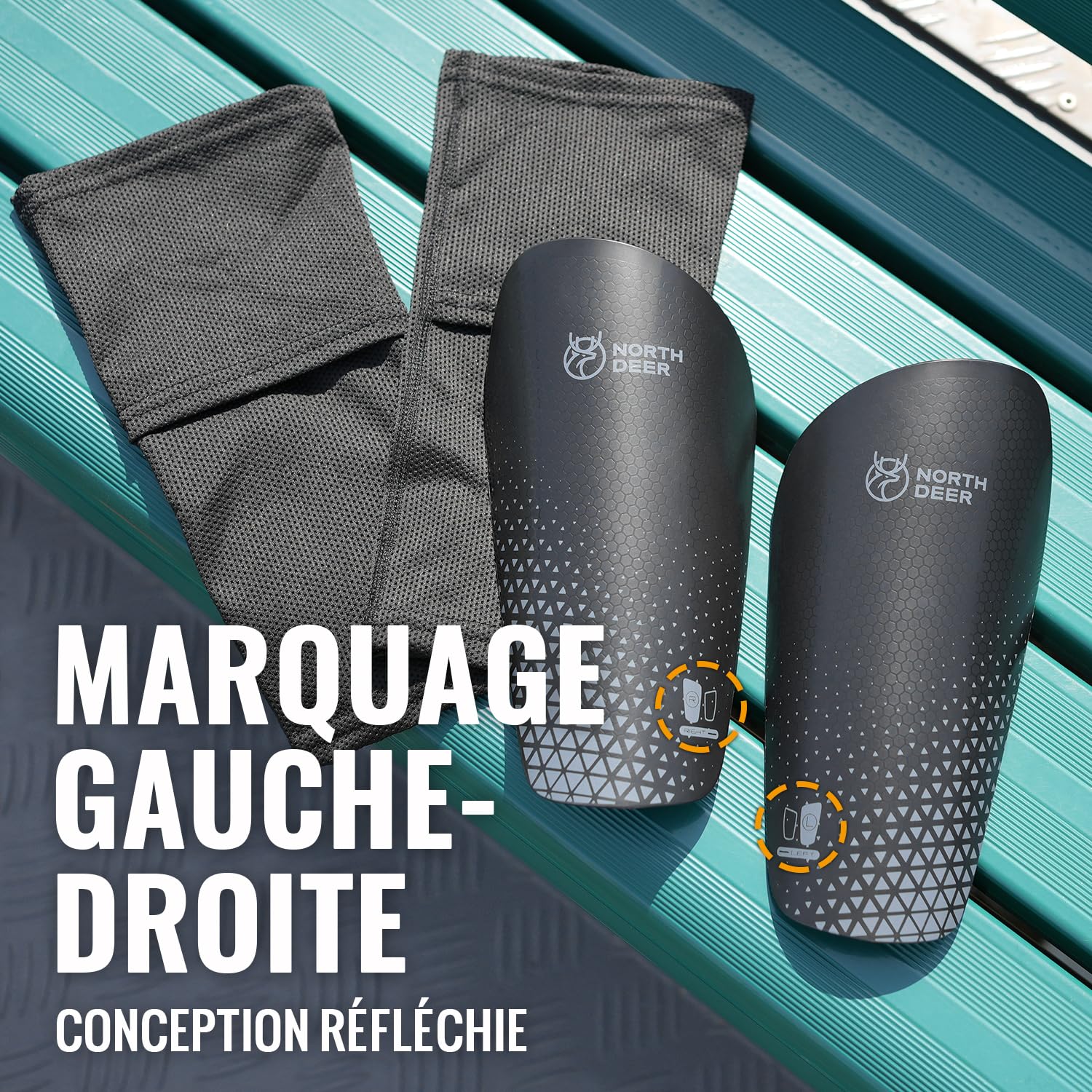 Northdeer Protège-Tibias pour Homme Enfant avec Chaussettes avec Poche d'Insertion Optimisée – Protections Football à Insérer
