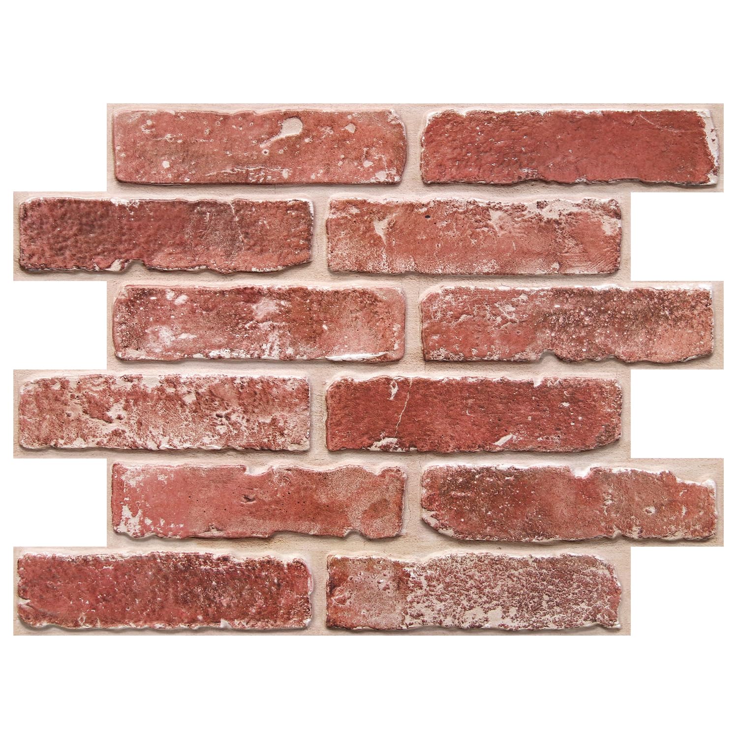 COMSTICKC 3D Faux Brick Wall Panel Self Adhesive Wall Stickers, 10 Sheets 15.7" x 11.8", Lightweight Thin PVC 3D Peel and Stick Fake Brick Decorative Tiles DIY Wall Decor, Vintage Red