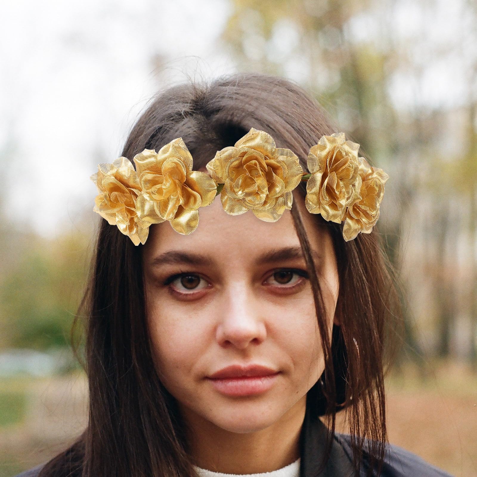 Amazon.com: Women Flower Crown Rose Headband: Gold Crown of 