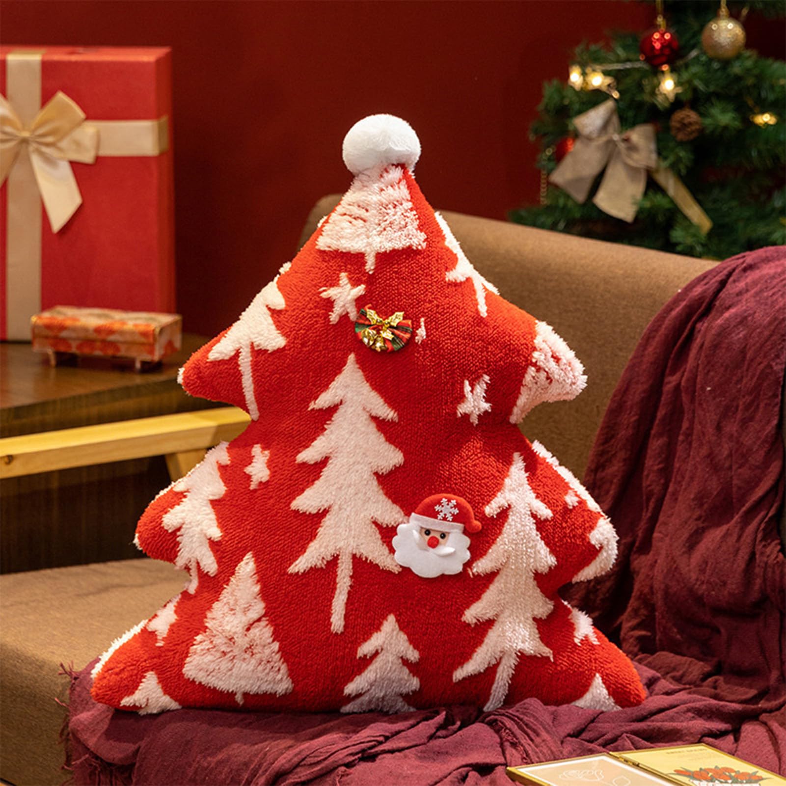 Cojín Mullido Navidad Relleno Decoración,Almohadillas De Peluche | con Silueta De Árbol | Cojín con Diseño Boho De Árbol para Decoración De Salón Sofá Dormitorio Otoño Halloween Interior,Otoño
