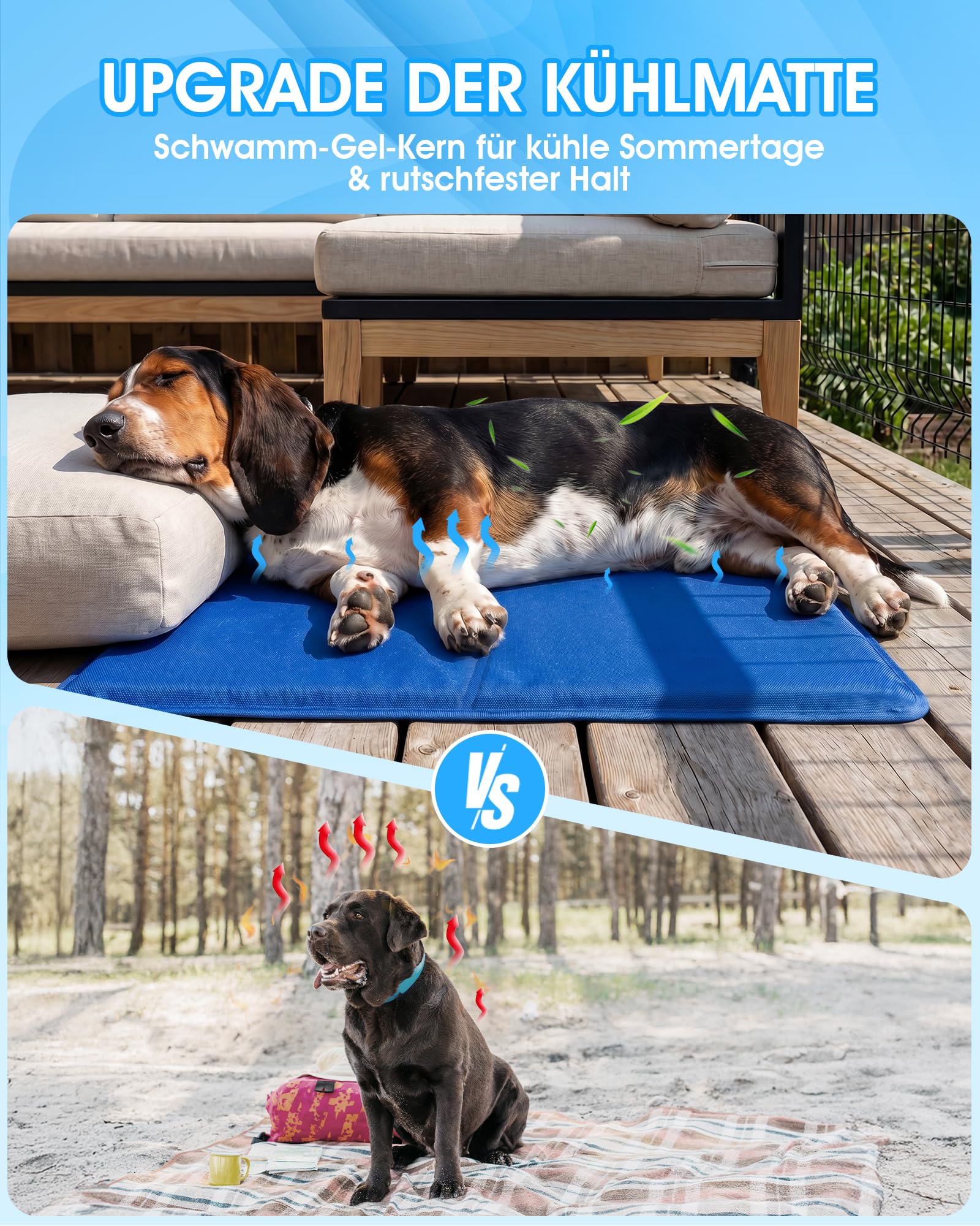petnf Alfombrilla Refrescante para Perros y Gatos, Duradera Antideslizante Tapete de Refrigeración para Perro para Interior y Jardín, Dog Cool Mat de Gel No Tóxico Autoenfriante en Verano, 50x40 cm