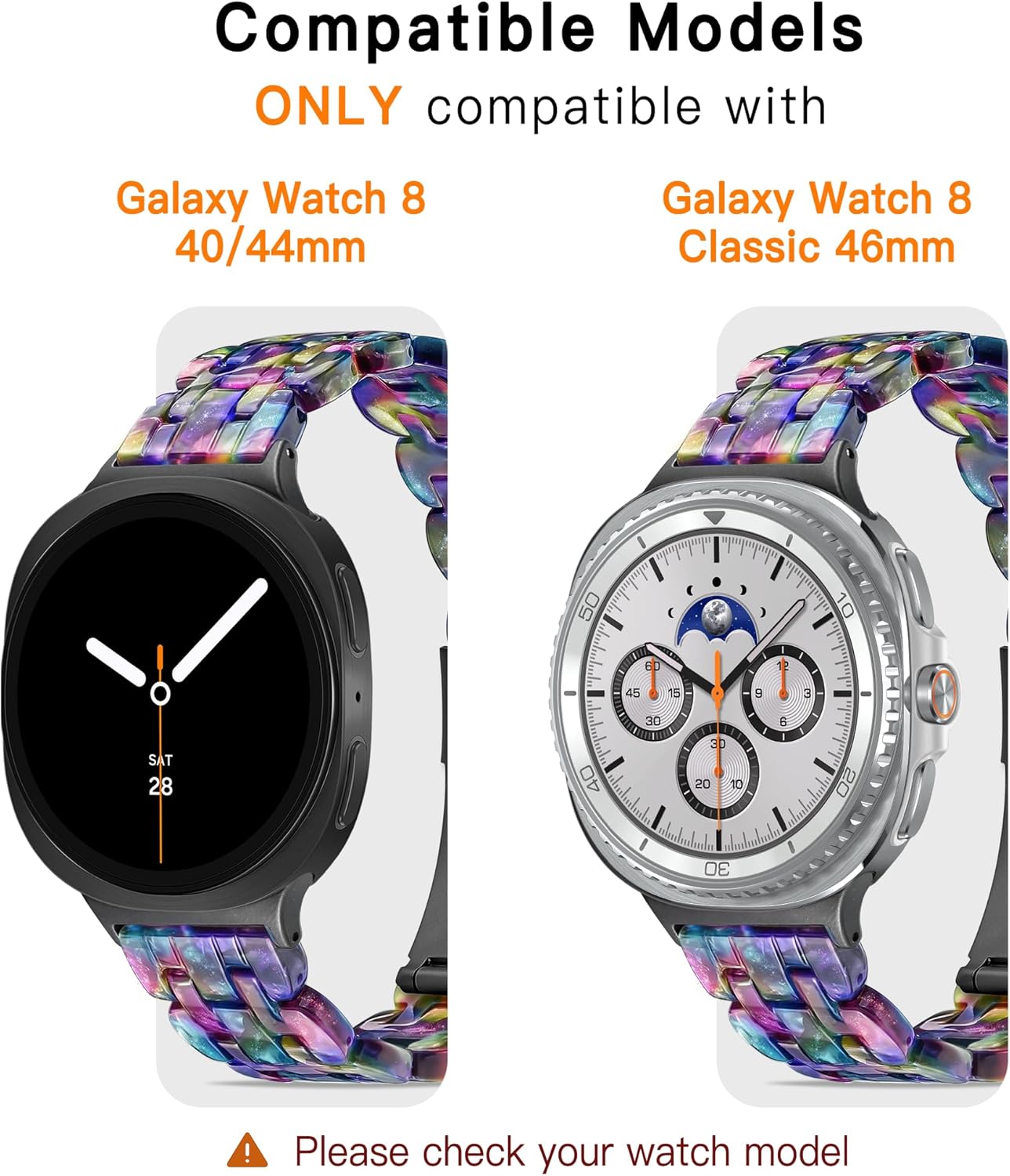 YGTIECS Resin Strap Only Compatible with Samsung Galaxy Watch 8 Band 40mm 44mm, for Galaxy Watch 8 Classic Band 46mm, 20mm Soft Resin Replacement for Samsung Watch 8 Bands/Watch 8 Classic Band