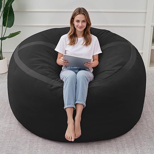 Miniatura 290 de HABUTWAY Puf gigante de 2 pies para adultos, con relleno de espuma viscoelástica, puf grande con funda de terciopelo holandés extraíble para sala de