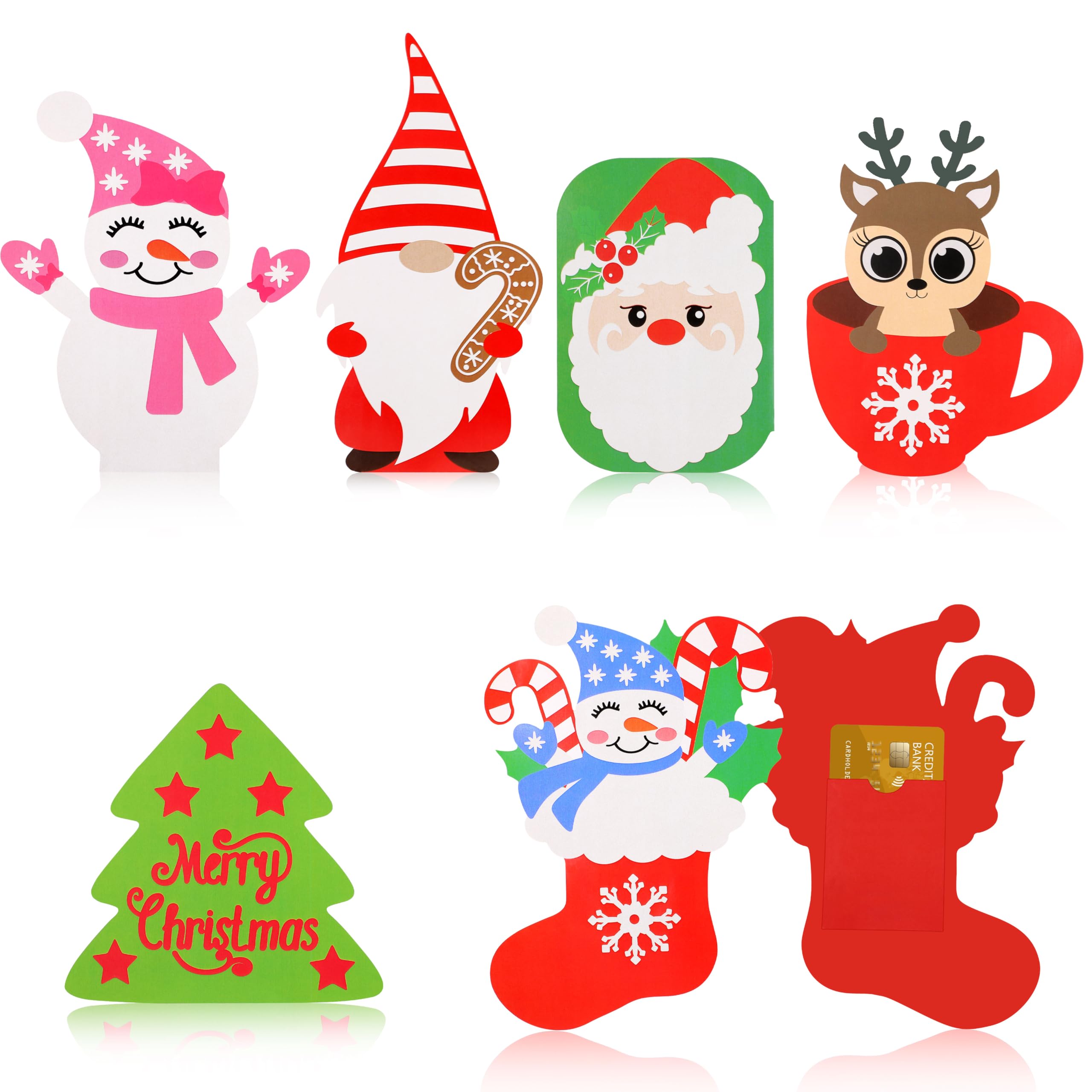 JoycuFF Christmas Gift Card Holder Christmas Money Holders for Cash Money Envelopes for Cash Funny Gifts for Family 6 Pcs