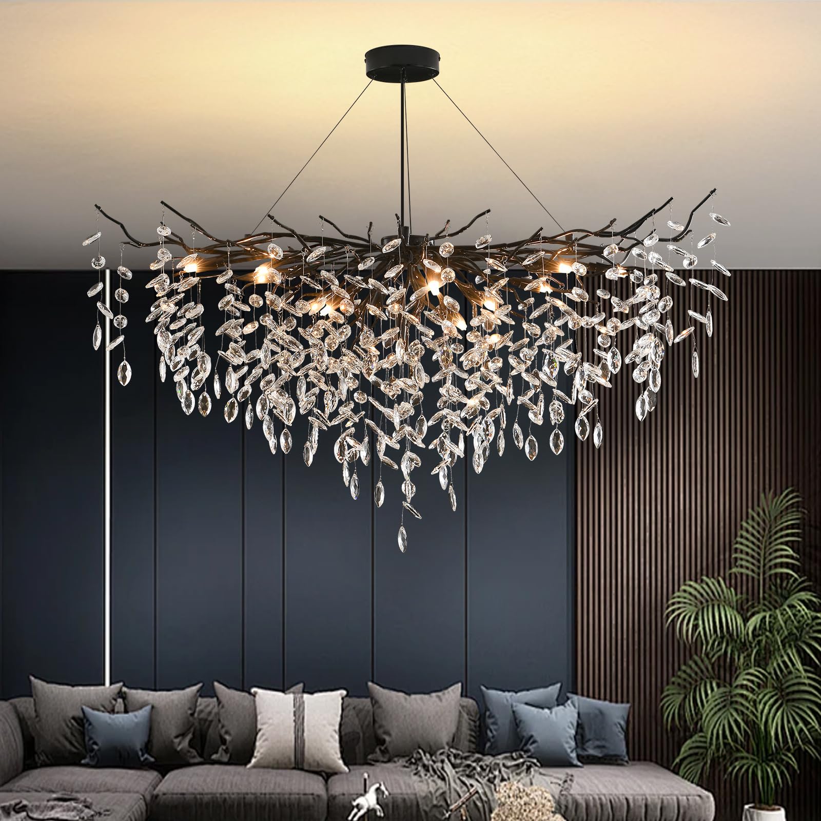Modern Luxury KristallGold Kronleuchter, Flush Mount Chandelier Light Fixture, Rund Kristall Hängeleuchte für Wohnzimmer, Esszimmer,Schlafzimmer, Restaurant