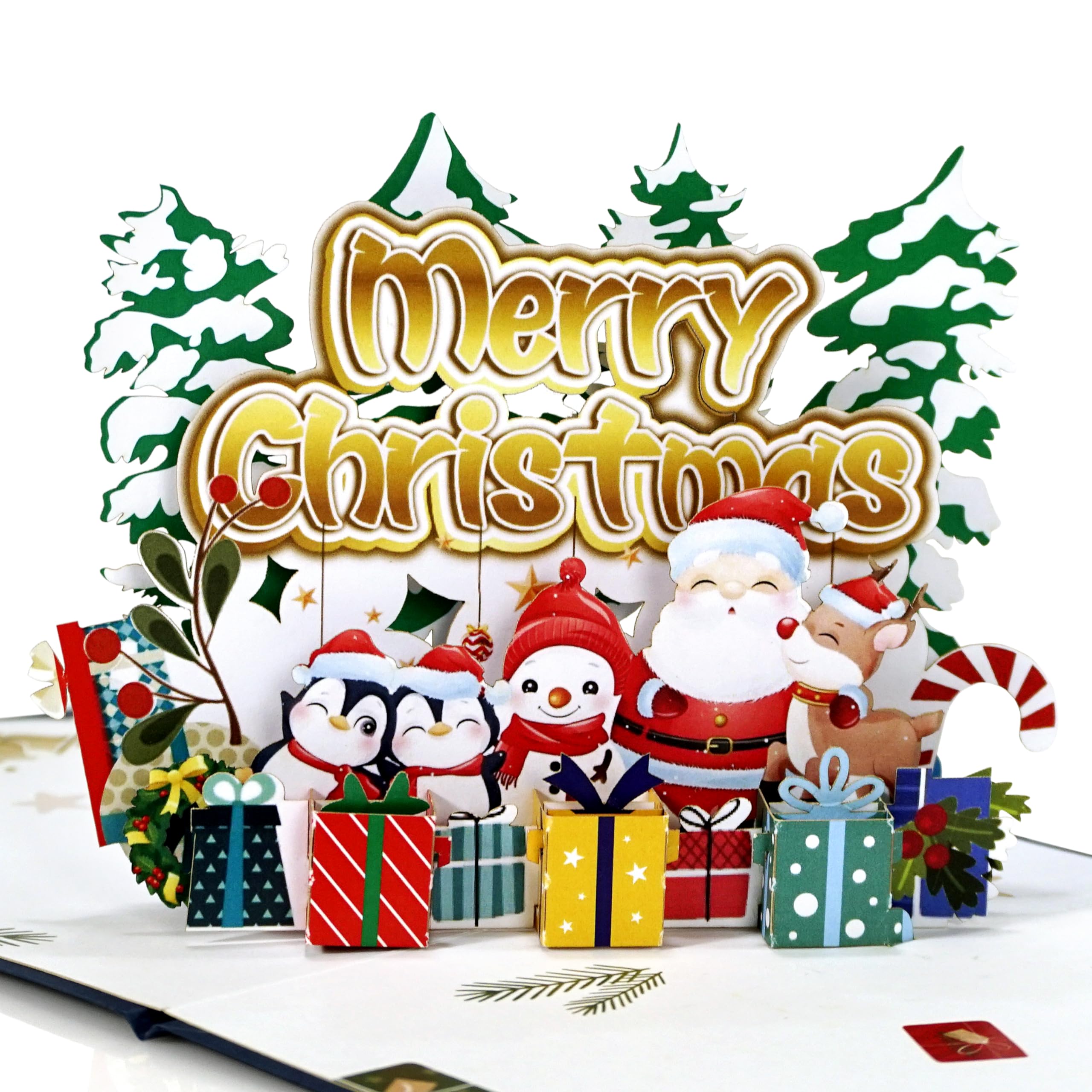 CUTPOPUP Merry Christmas Cards 2025, Pop Up Christmas Cards w Envelope, 3D Xmas Card