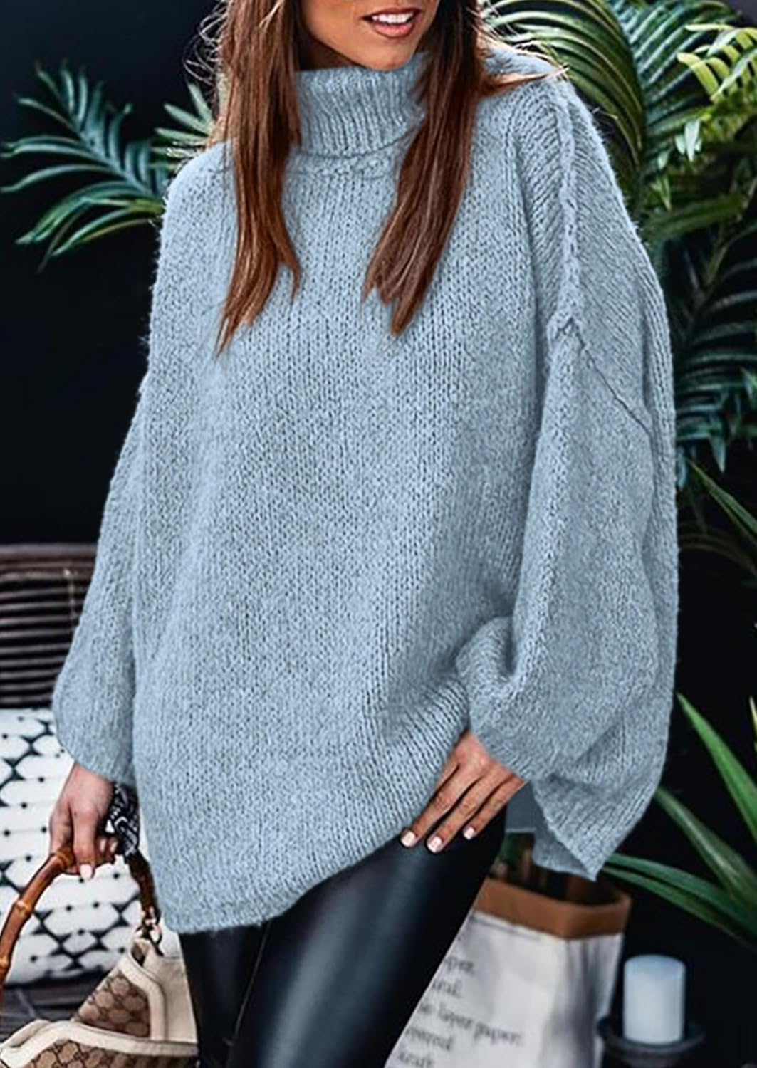 PRETTYGARDEN Women's 2026 Fall Turtleneck Oversized Sweaters Long Sleeve Chunky Knit Pullover Tops Winter Fashion Clothes - Image 3