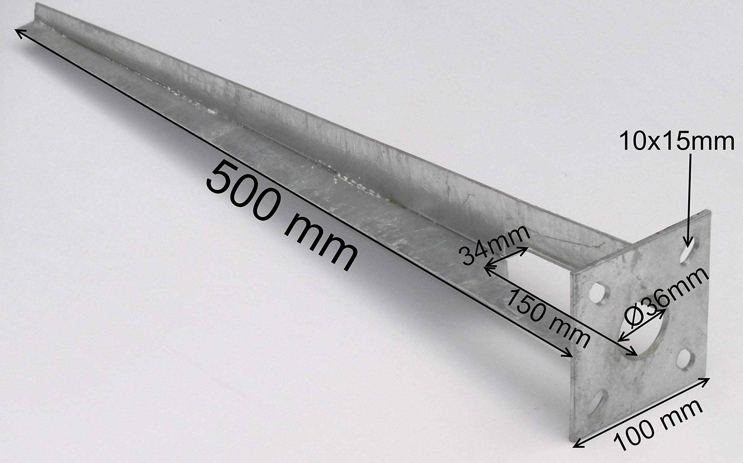 EXCOLO Bodenhülse Einschlaghülse Ø 34 mm 50 cm – 5er-Set Feuerverzinkt mit Kopfplatte 10x10 cm – Zaunpfostenhalter für Schweißgitterzaun – Montage ohne Beton