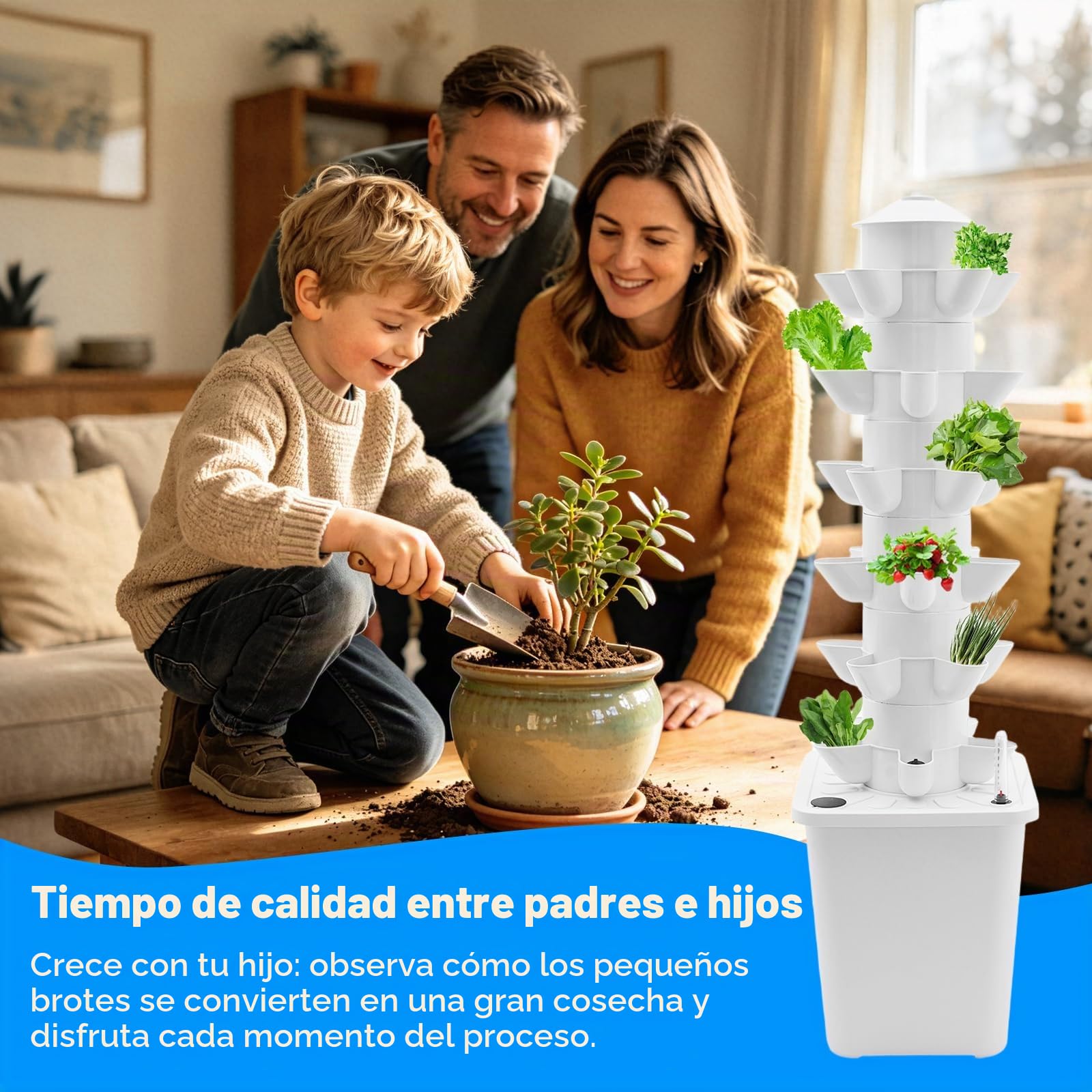 Kit de Cultivo Hidropónico Vertical con 6 Niveles, 30 Agujeros para Plantar con Depósito de Agua de 40L, Sistema de Germinación para Balcones, Verduras