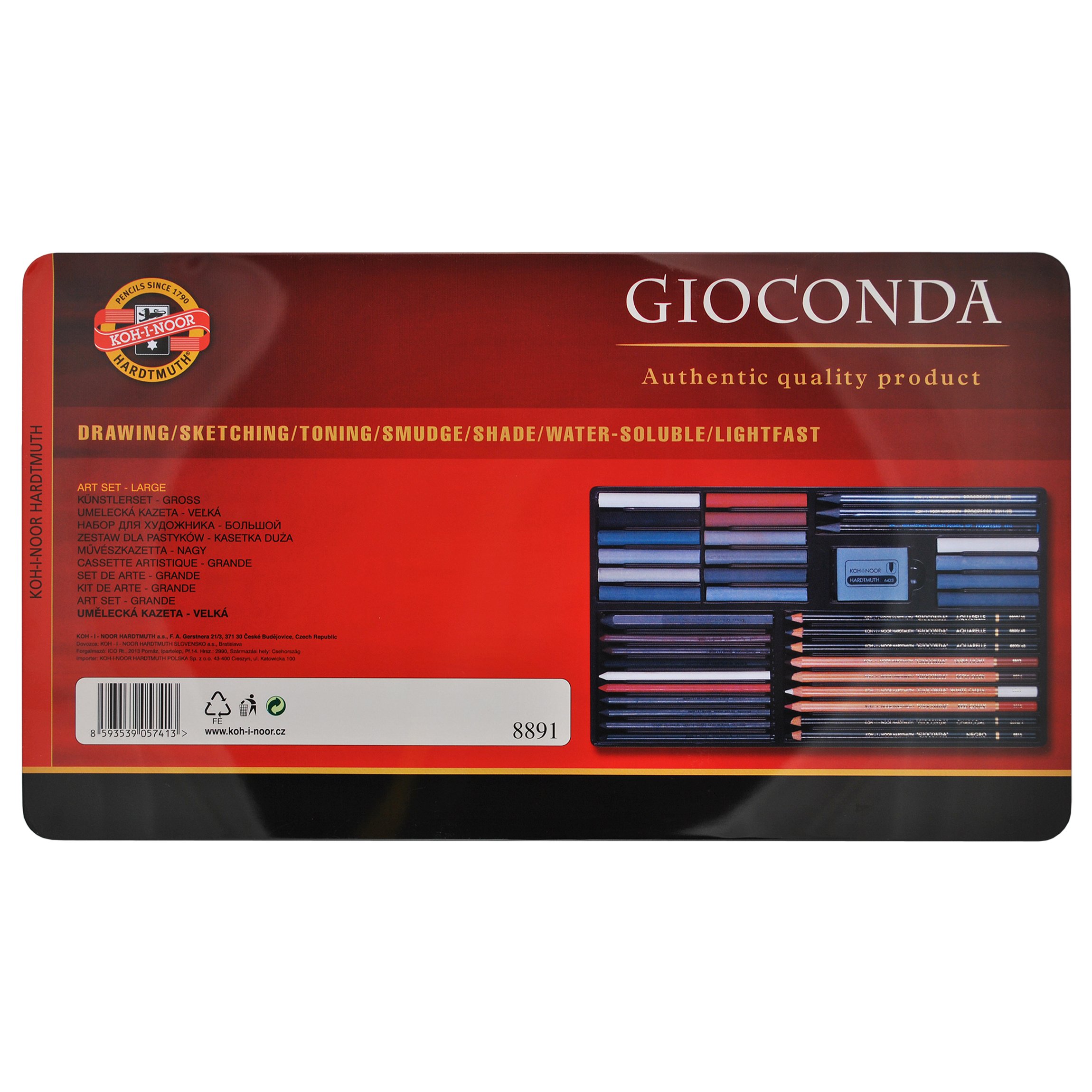 KOH-I-NOOR 8891 GIOCONDA - Künstlerset Zeichenset Art Set 38-teilig in Metallbox Geschenkset