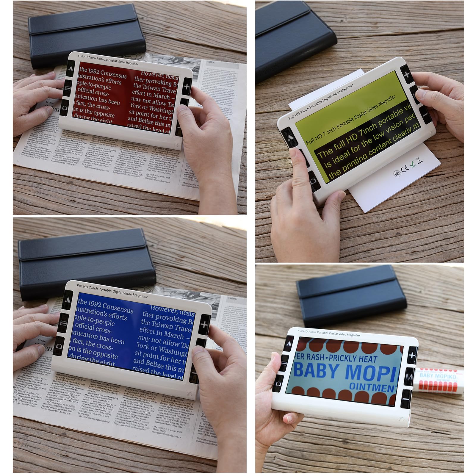 Lupa digital rectangular grande de 7 pulgadas, doble lente 2X-32X, lupa de lectura para personas mayores con baja visión, lupa portátil