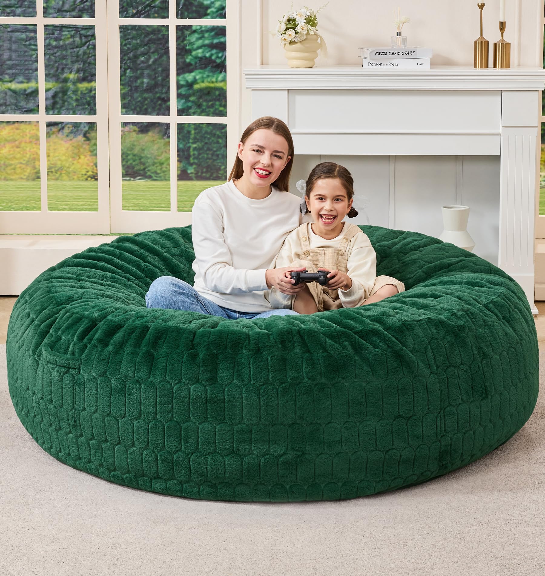 Hobestluk Giant Bean Bag Chairs 6FT Jumbo Adult BeanBag Chair Green
