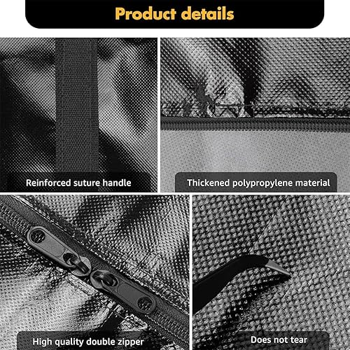 Miniatura 3 de Paquete de 4 bolsas de almacenamiento extra grandes para decoraciones de Navidad, bolsas de mudanza con cremalleras y asas, bolsas negras