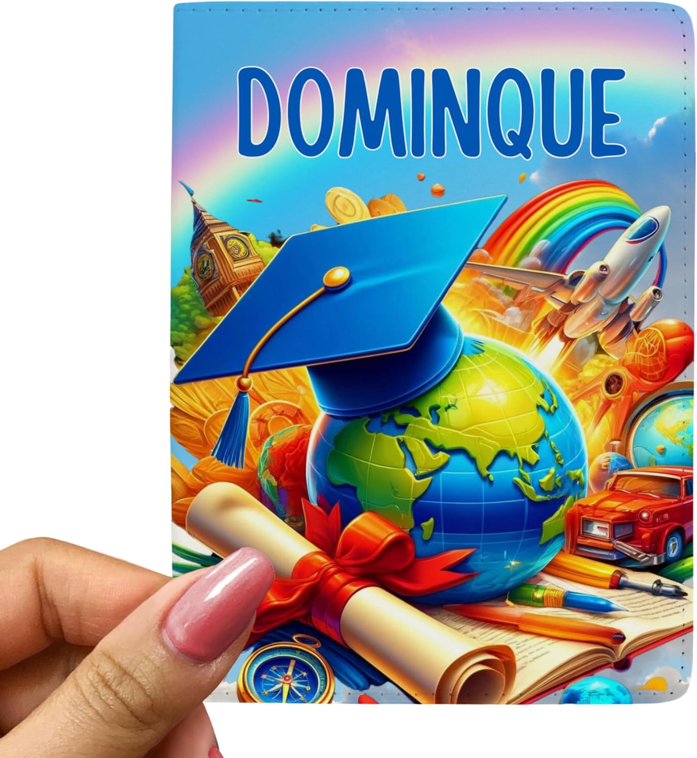 Customized Graduate Explorer Passport Cover & Tag Set - Personalized Graduation Travel Gift, Secure & Stylish Document Holder with Durable Luggage Identifier (Set(Luggage tags and Passport Cover))