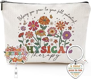Physical Therapist Gifts for Women - Thank You Gifts for Physical Therapist Appreciation, Badge Reel Holder PT Keychain Makeup Bag Gift Present Birthday PT Appreciation Week Christmas Holiday