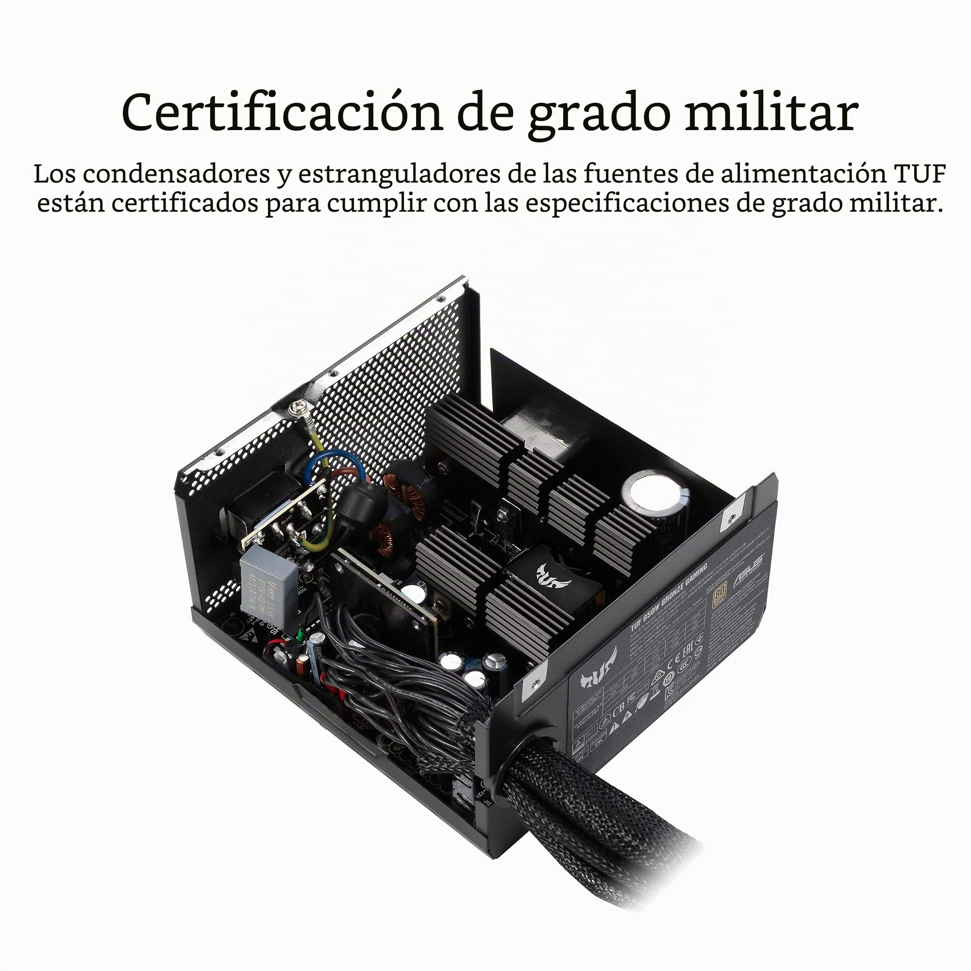 ASUS TUF-GAMING-750B - Fuente de alimentación 750W Bronze (80 Plus Bronze, Grado Militar, Doble rodamiento de Bolas, Revestimiento PCB, Axial-Tech, tecnología 0db, Cables apantallados) Negro