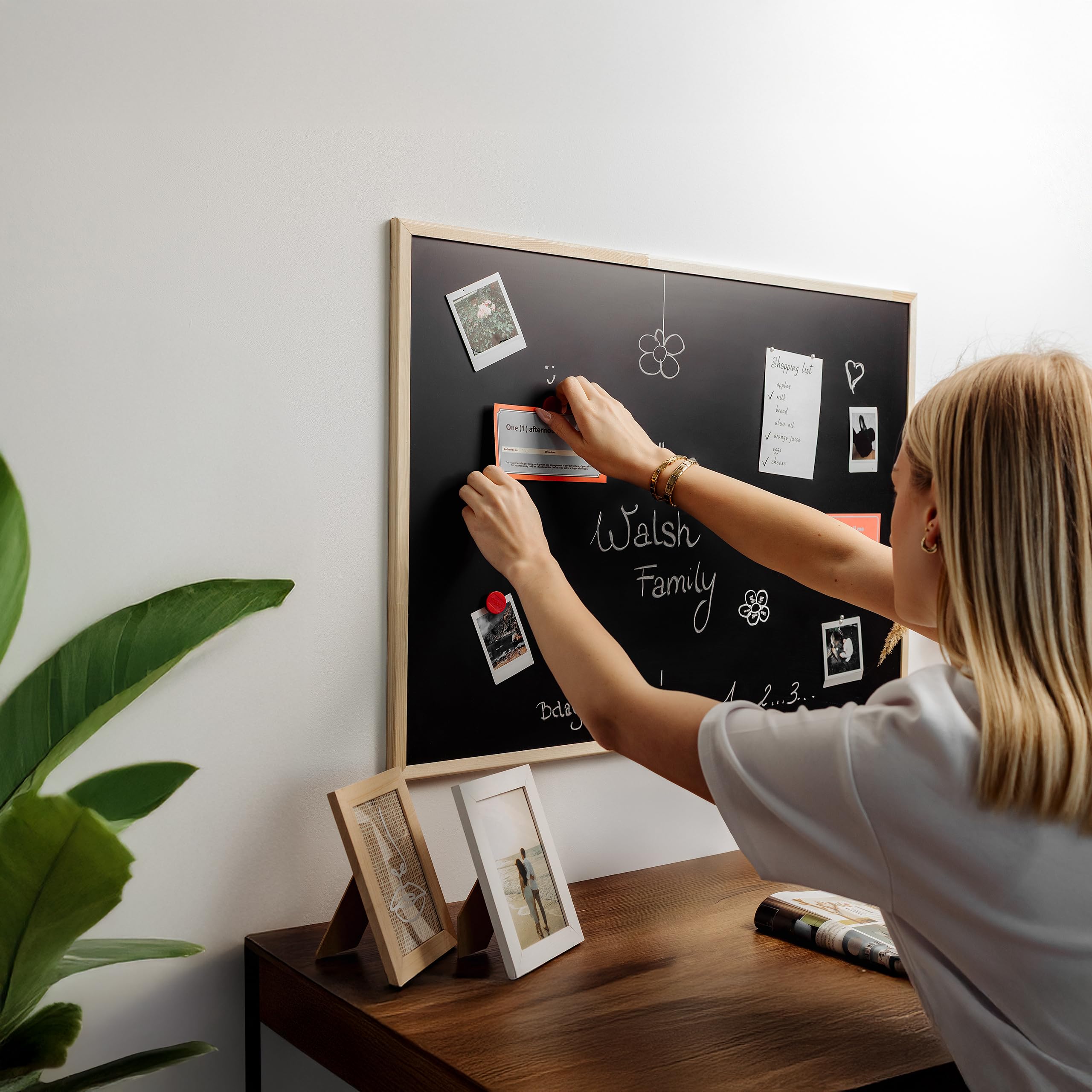 Tableau Multifonction Cadre Pin Tableau Creative Home Liège, Magnétique Et Craie - 3 En 1 Pour La Maison Tableau Magnetique Mural