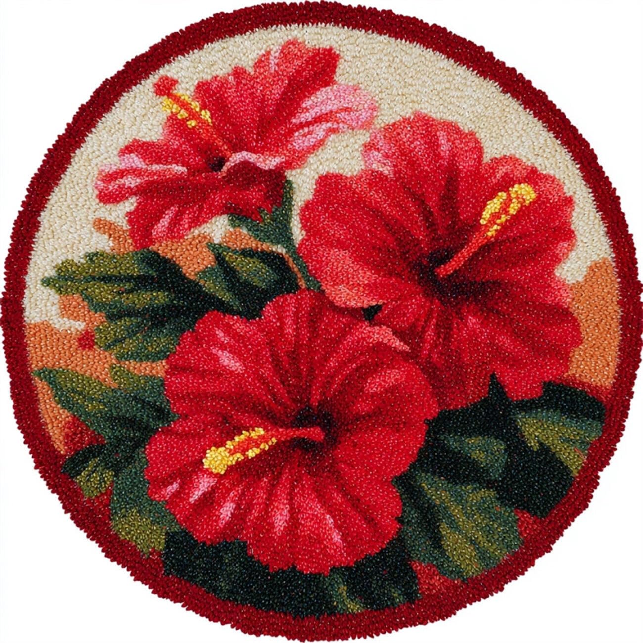 Kitquiver Rug Making Kit for Adults Red Flowers 60x60cm