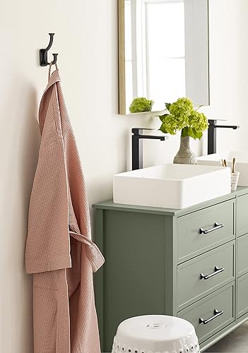 Miniatura 2 de Amerock H37007MB  Gancho decorativo de pared de doble punta de aliso  Gancho negro mate para abrigos, sombreros, mochilas, bolsas  Ganchos para