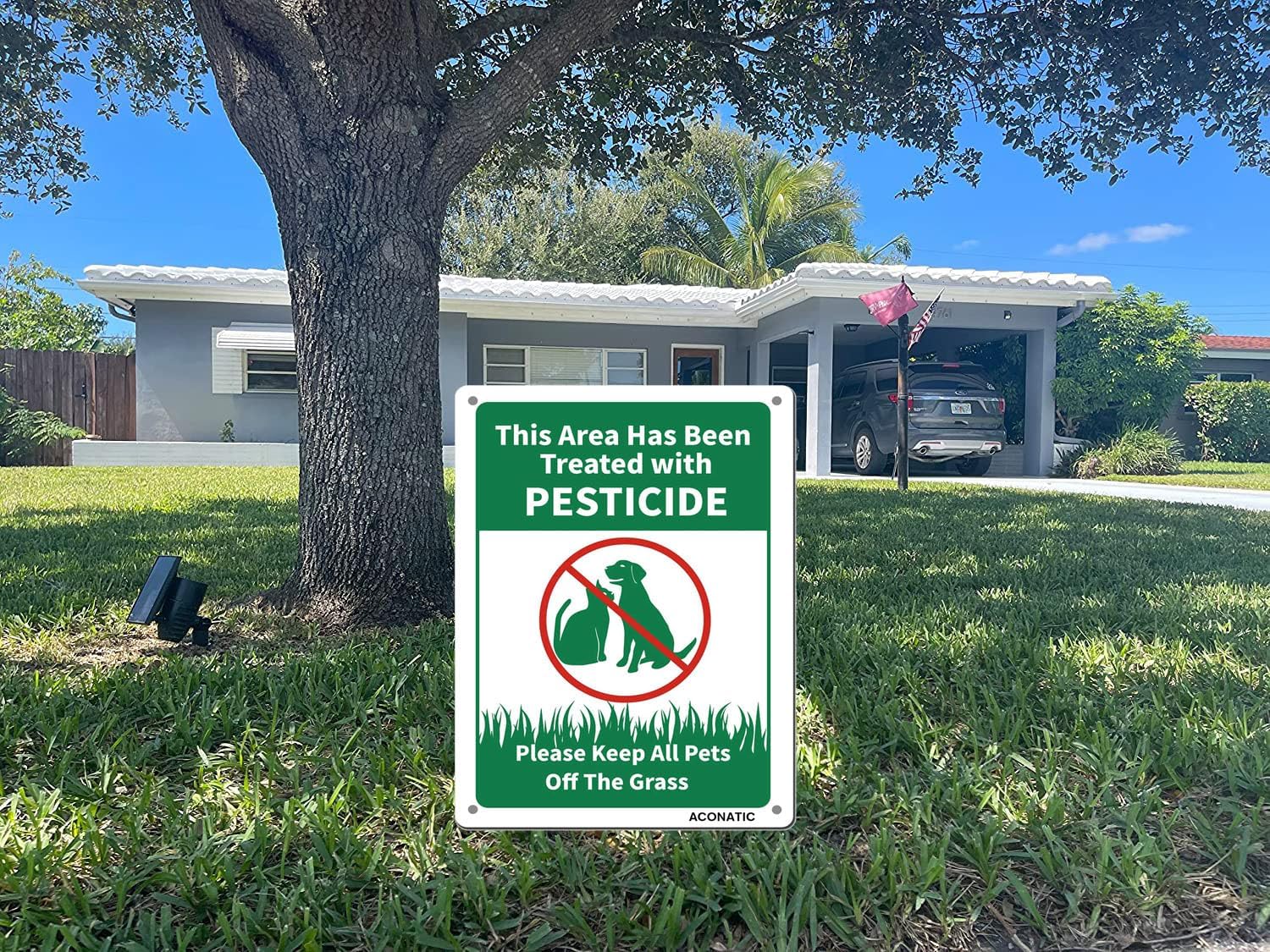 Keep Pets Off Grass Aluminum Sign - 'This Area Treated with Pesticide' - 8"x12" Metal Sign - Image 5