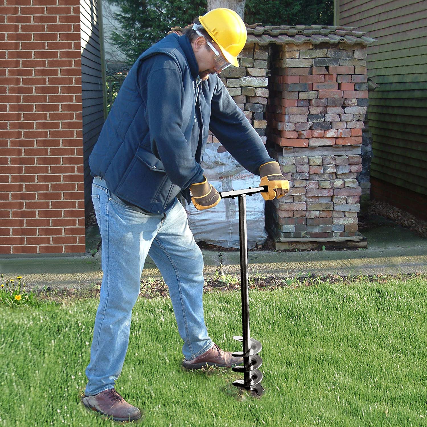 Garten Handerdbohrer Set, Ø 100 mm Erdlochbohrer mit rutschfestem Griff Pfahllochbohrer Spiralbohrer Rapid Planter Erdbohrer Zaunpfahlbohrer mit Werkzeug zum Pflanzen von Bäumen