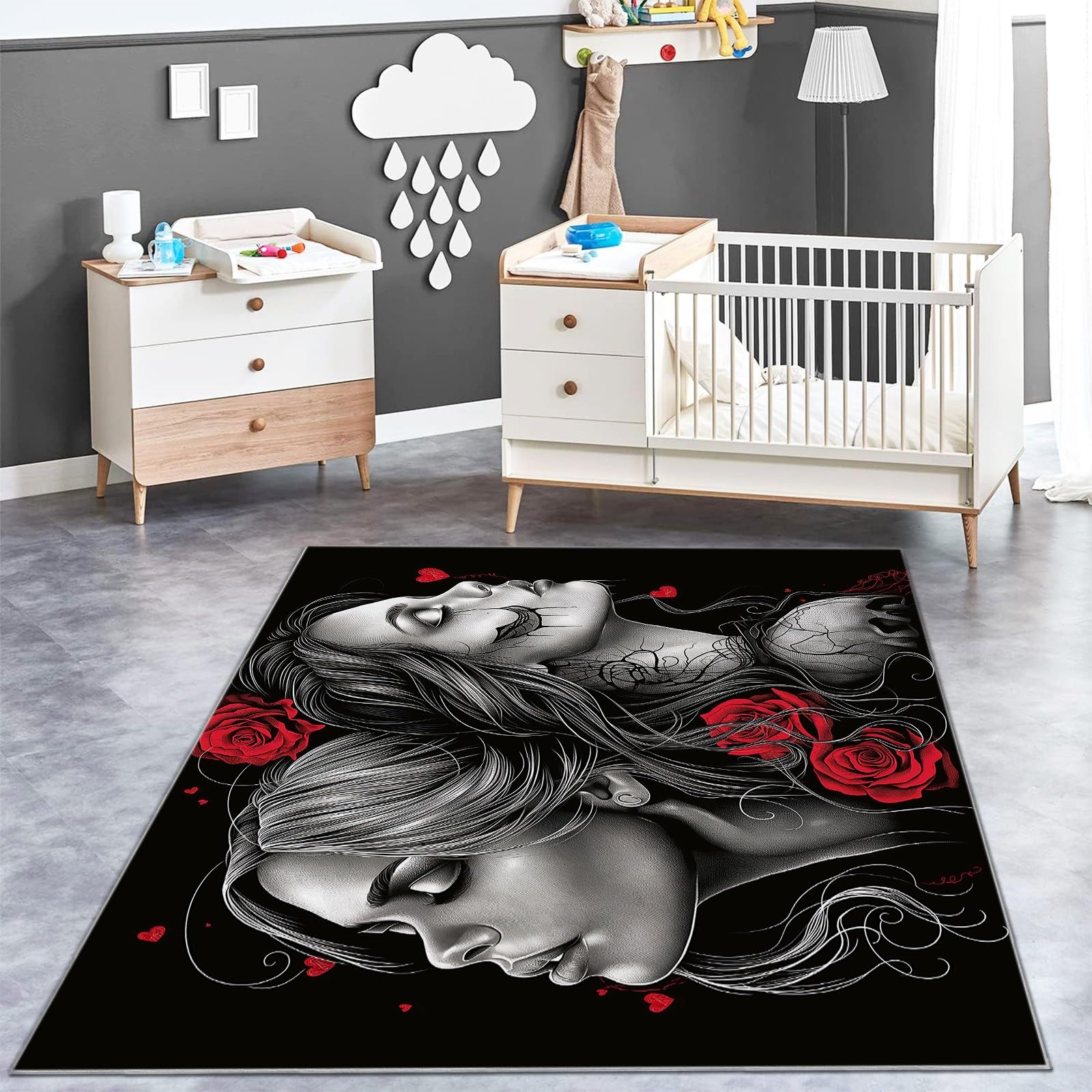 Halloween 3D dywany 140 x 200 cm antypoślizgowy dywan gotycki róże czaszki salon czarny pluszowy dywan nowoczesny dywan do wnętrz dywan podłogowy do salonu sypialni