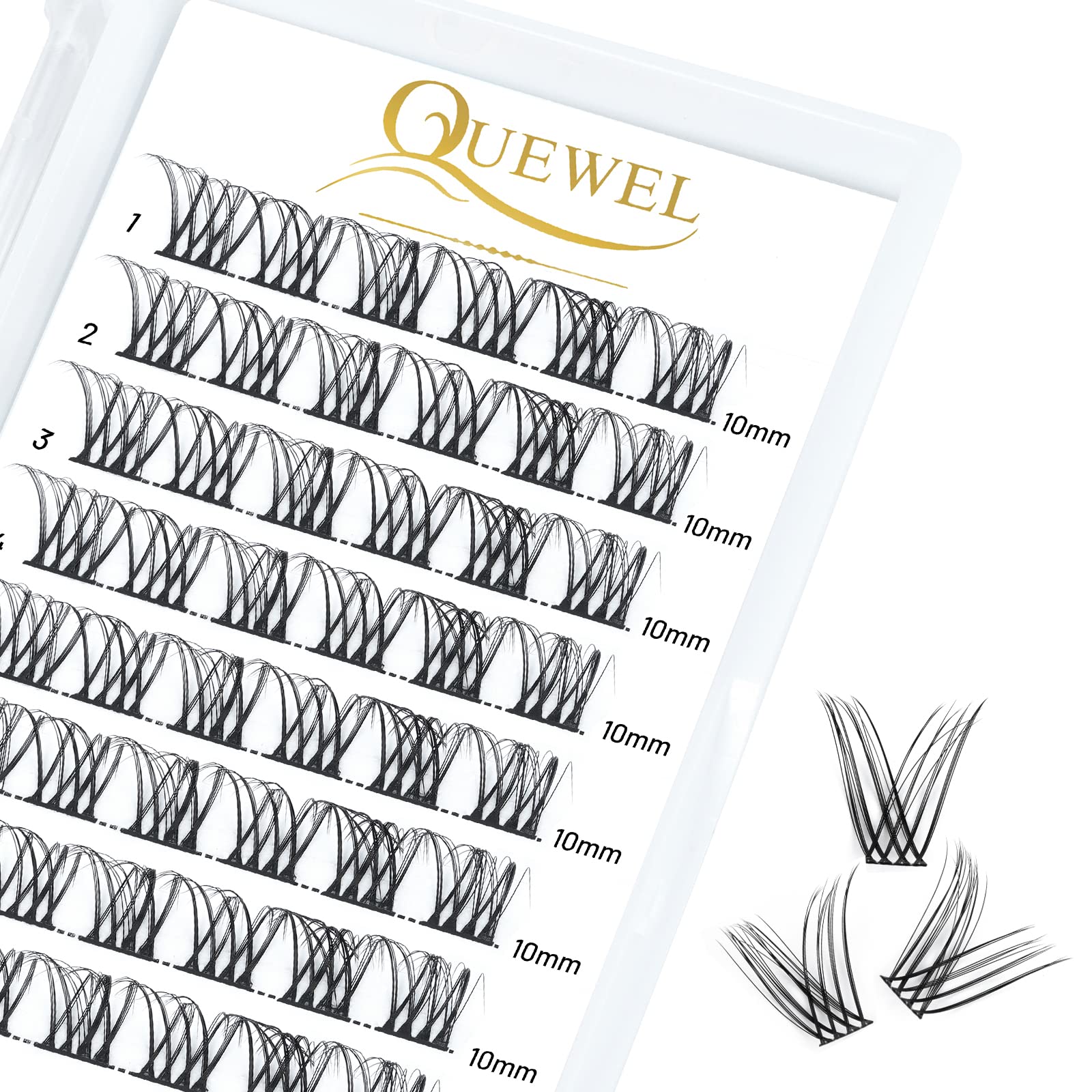 QUEWEL DIY Cluster Lashes - Individual Volume False Eyelashes, Soft & Light, Segmented, For Makeup Home Use (Honey01-D-MIX8-16mm) — view 54