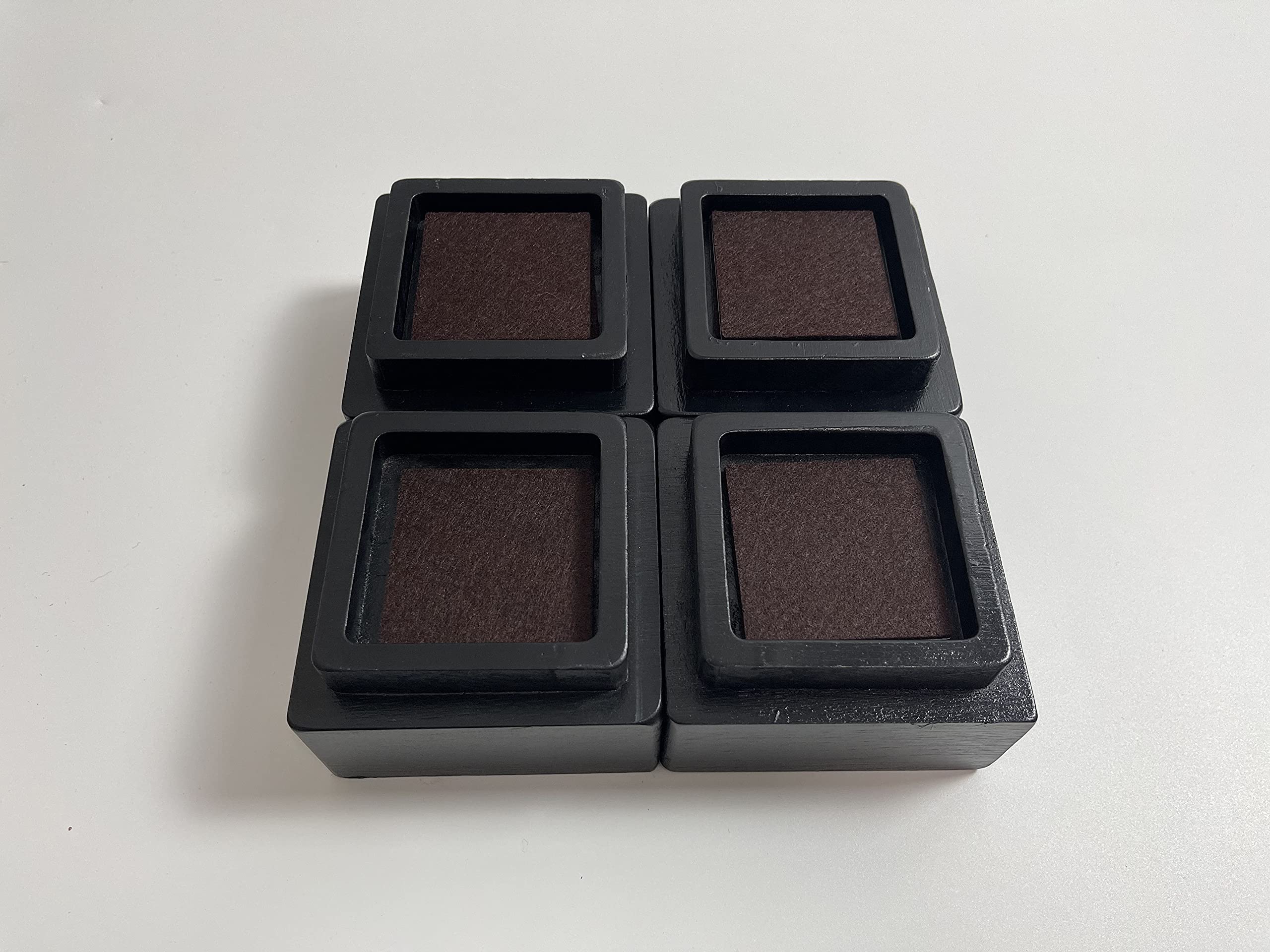 Prime Woodcraft Walnut Wood Risers - Square Bed Risers with 2 Inch Extra Height for Storage and Cleaning - Heavy Duty Furniture Lifter for Table, Couch and Sofa Legs at Home and Office (4 Pack)