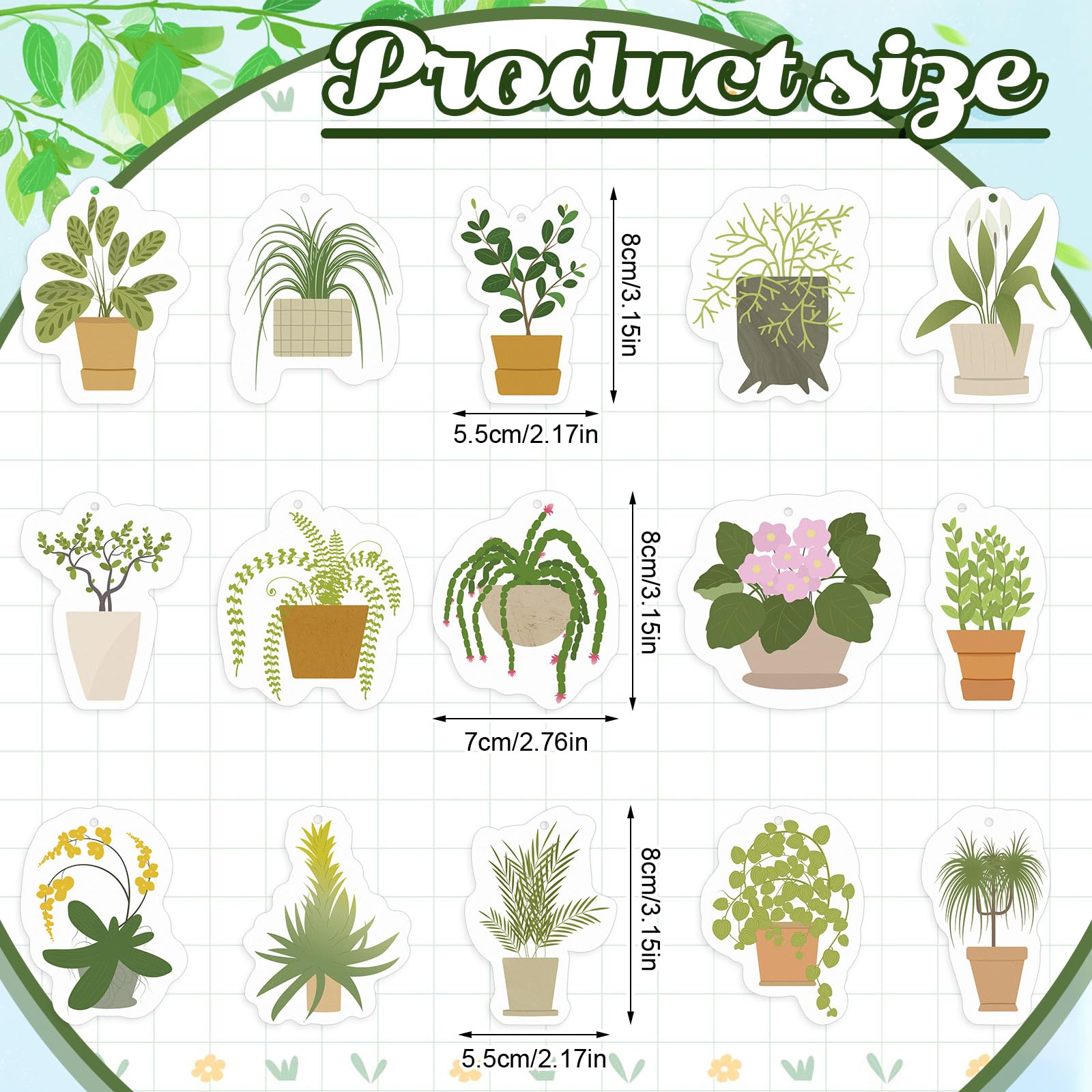 15 piezas de ambientador de plantas colgantes de larga duración, accesorios divertidos para coche, espejo, ambientadores de coche, lindos perfumados, decoración de coche, adornos para mujeres y