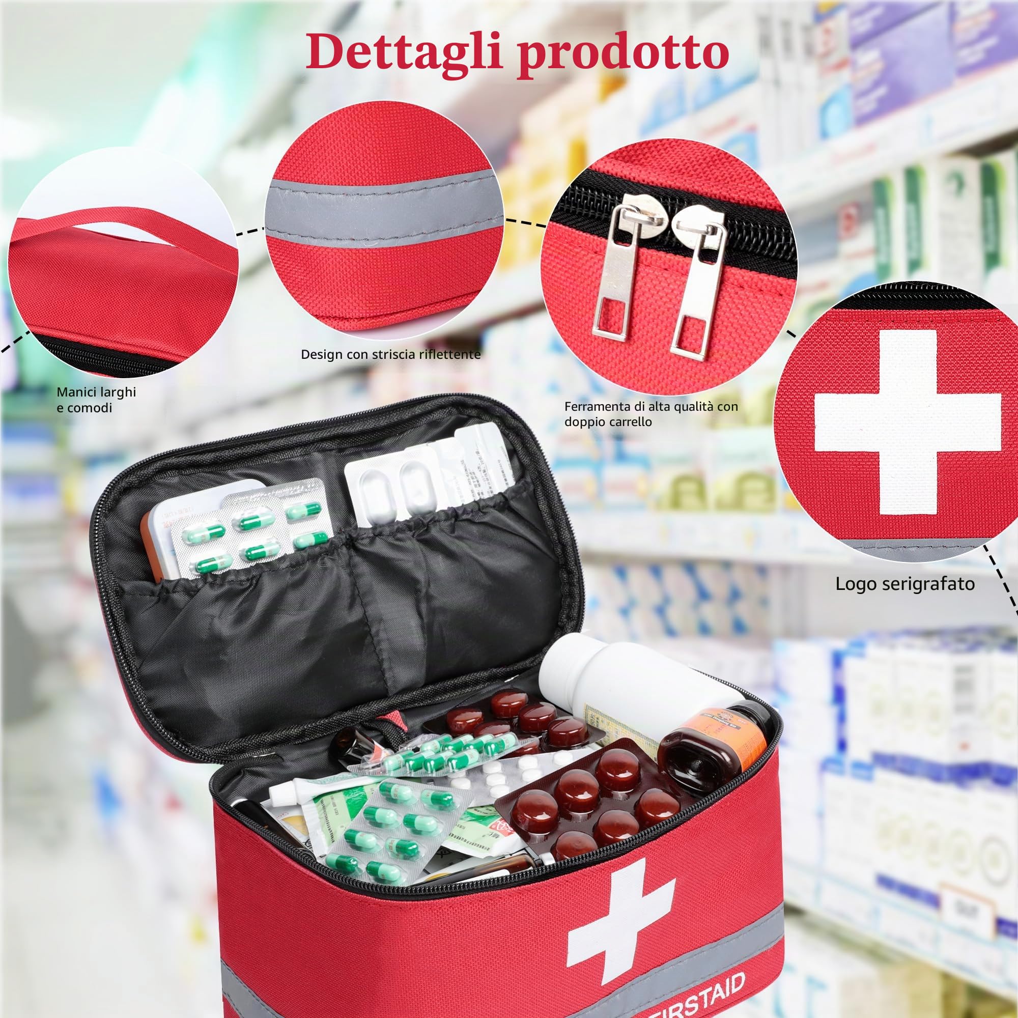 Romon Borsa Pronto Soccorso Viaggio, Impermeabile Kit di Pronto Soccorso Vuota, Alta capacità Borsa Medica Portatile Sportiva, Kit Medico Vuota per Viaggio Ufficio Casa All'aperto