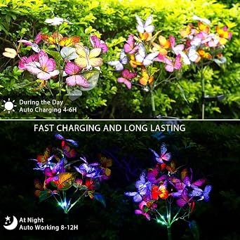 Outdoor Courtyard Lights, 2-Piece Set of 44 LED Waterproof Decorative Courtyard Lawn, Mother's Day Gift (2 Pack) [Energy Class A]